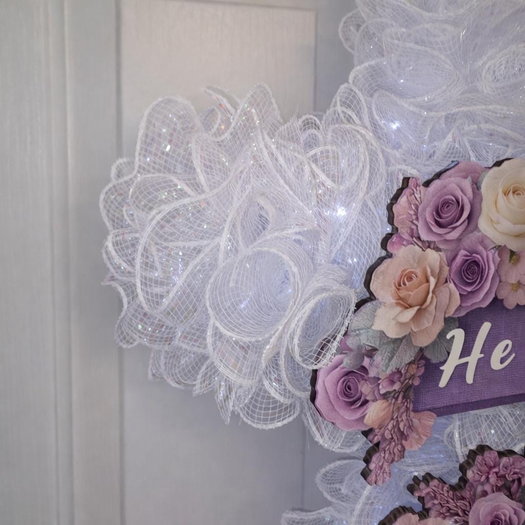 He Is Risen Floral Cross Wreath