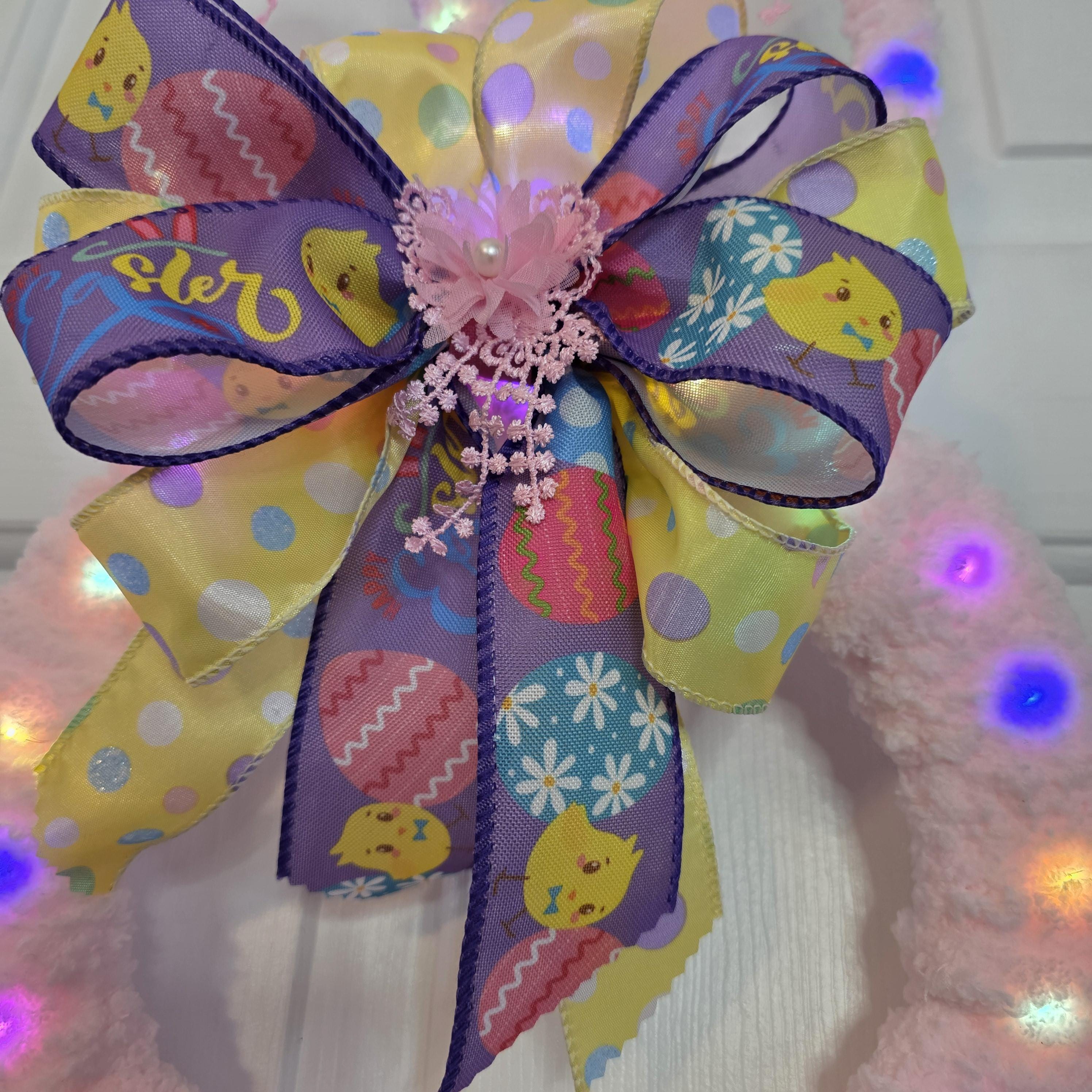 Pink Chenille Easter Bunny Door Hanger