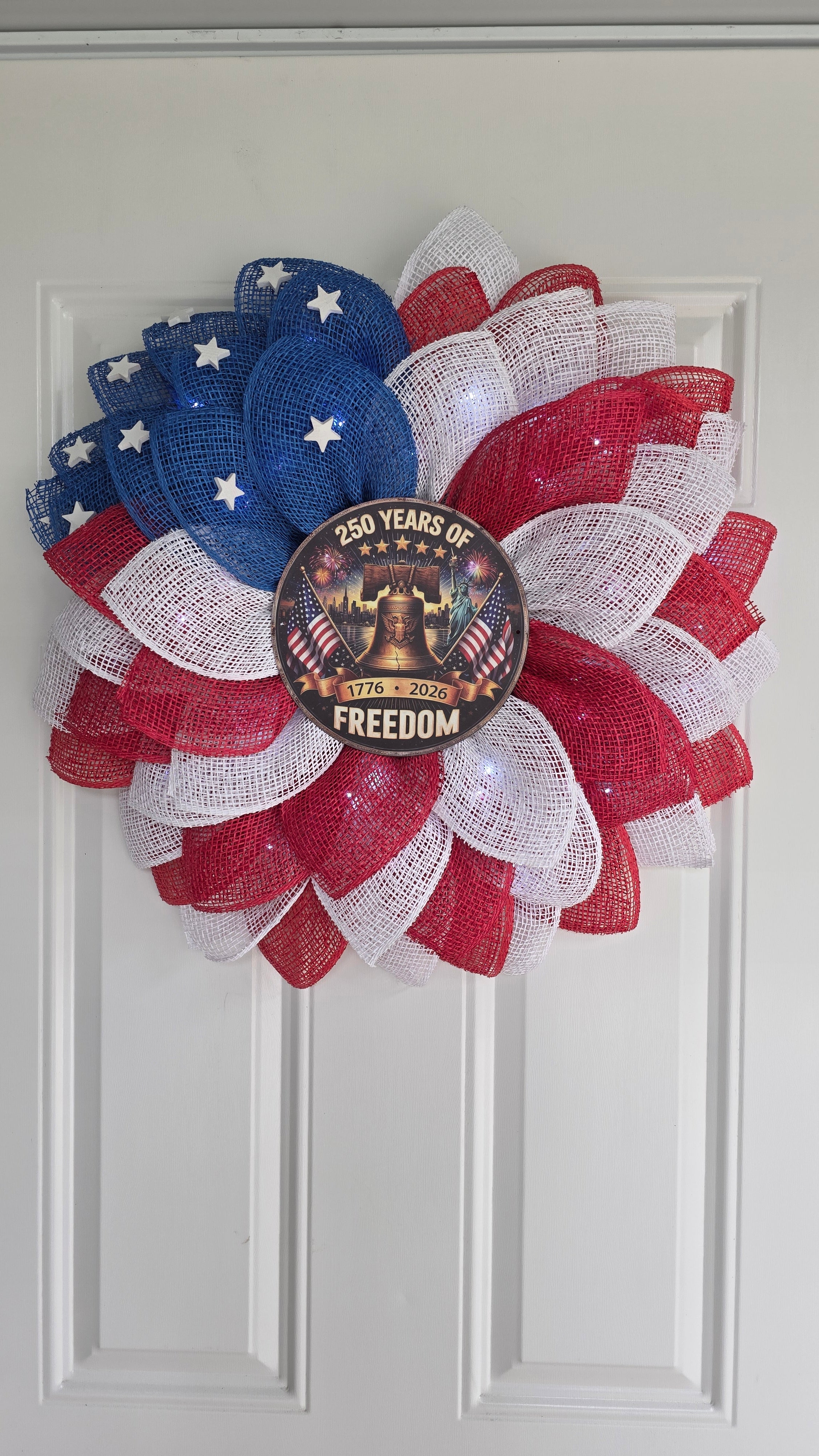 250 Years of Freedom Patriotic Lighted Wreath