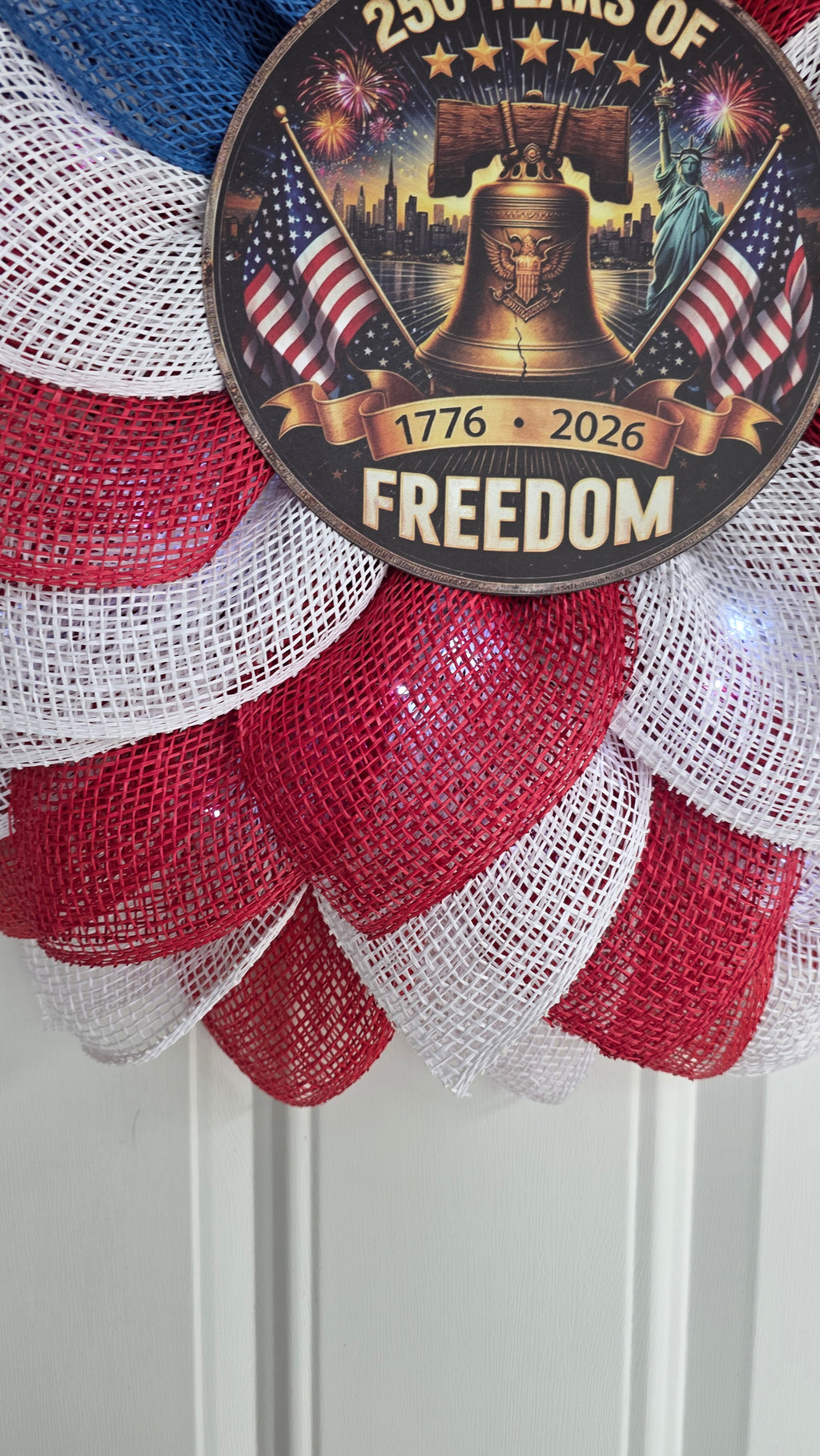250 Years of Freedom Patriotic Lighted Wreath