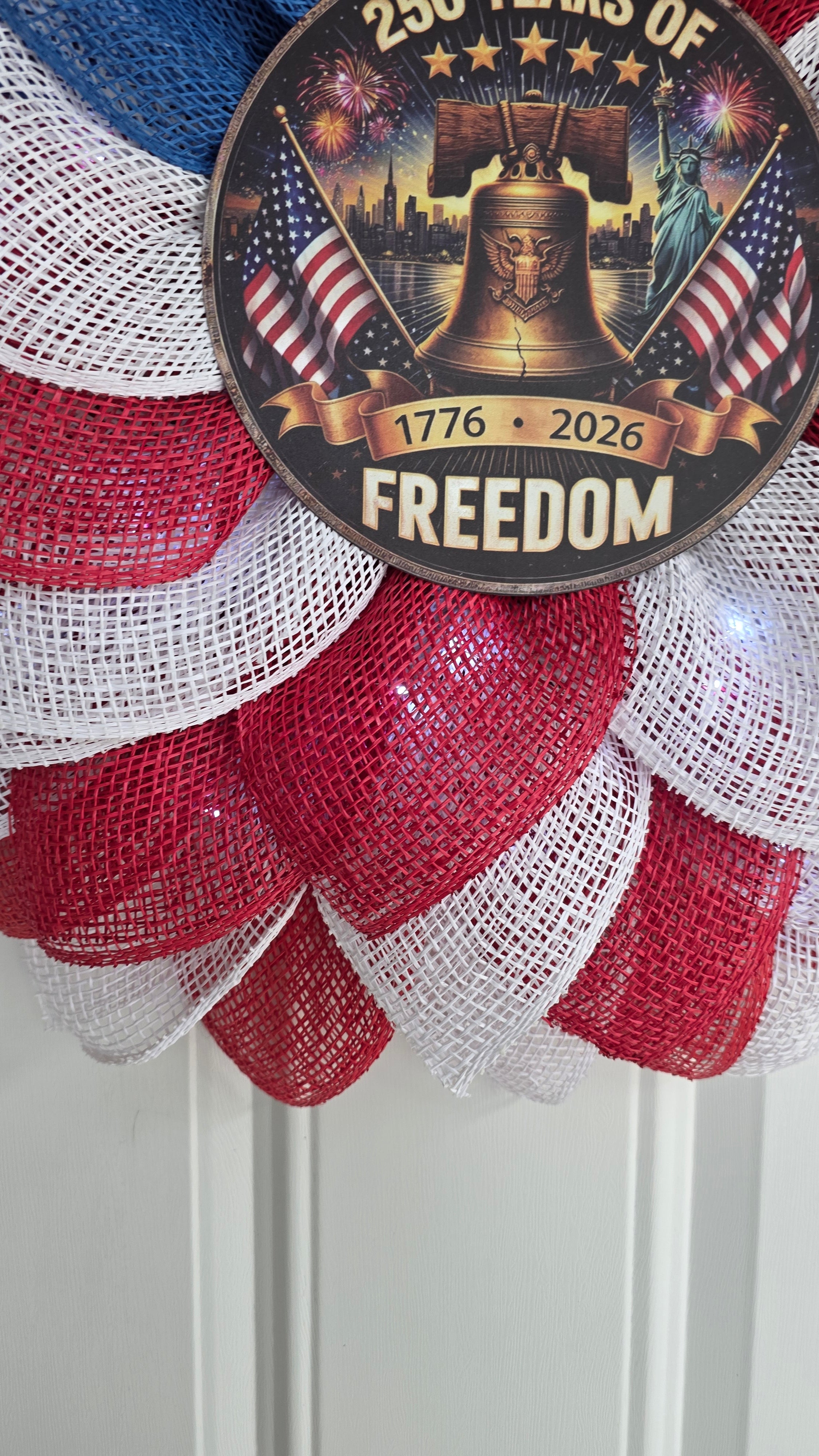 250 Years of Freedom Patriotic Lighted Wreath