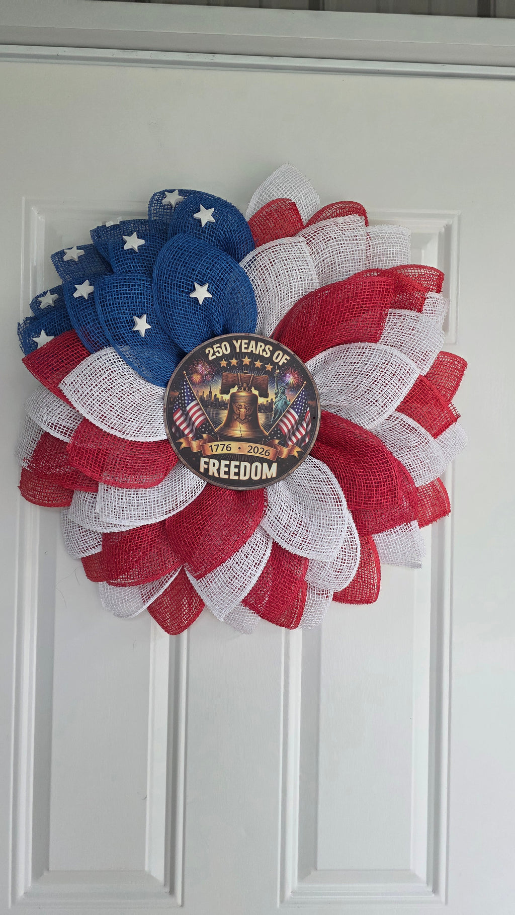 250 Years of Freedom Patriotic Lighted Wreath