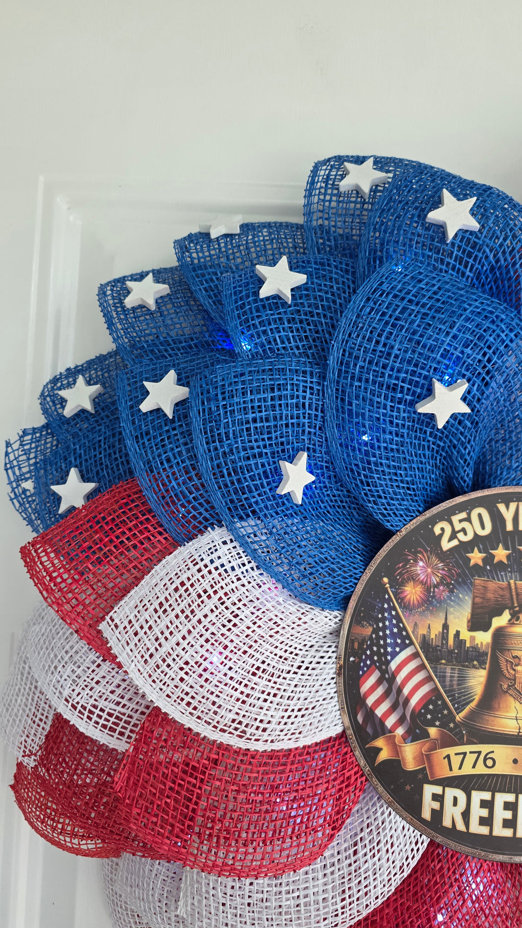 250 Years of Freedom Patriotic Lighted Wreath