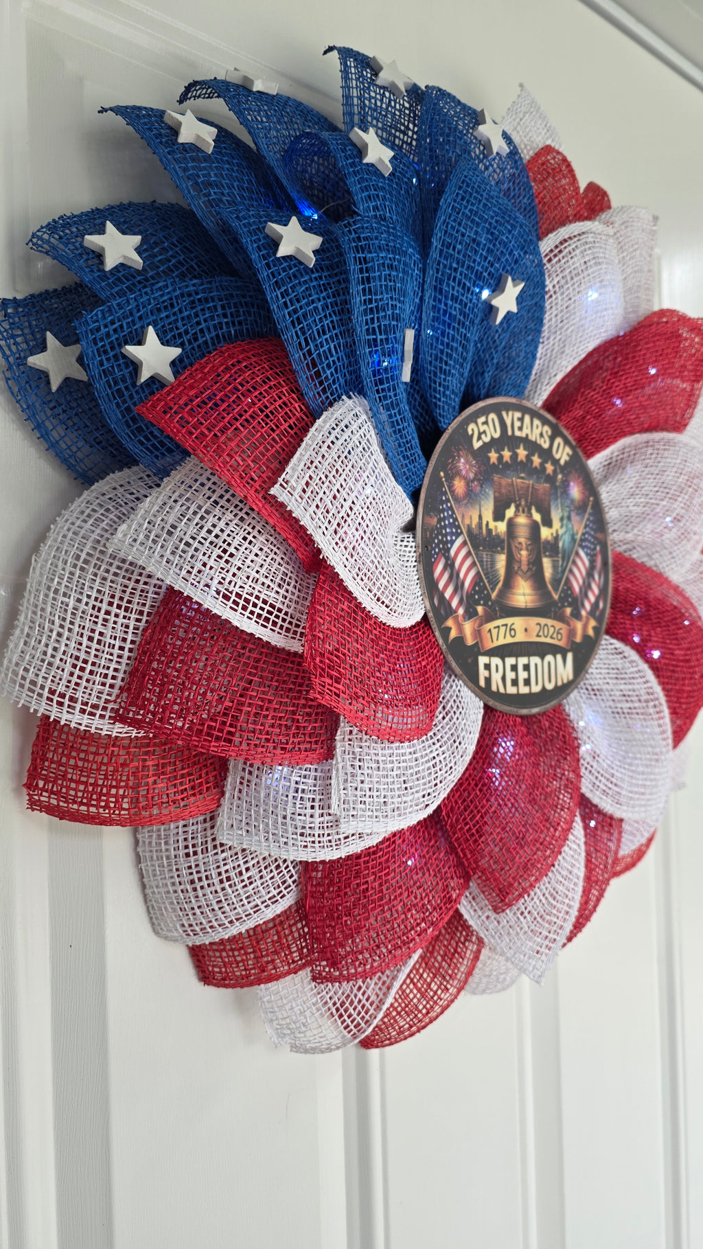 250 Years of Freedom Patriotic Lighted Wreath