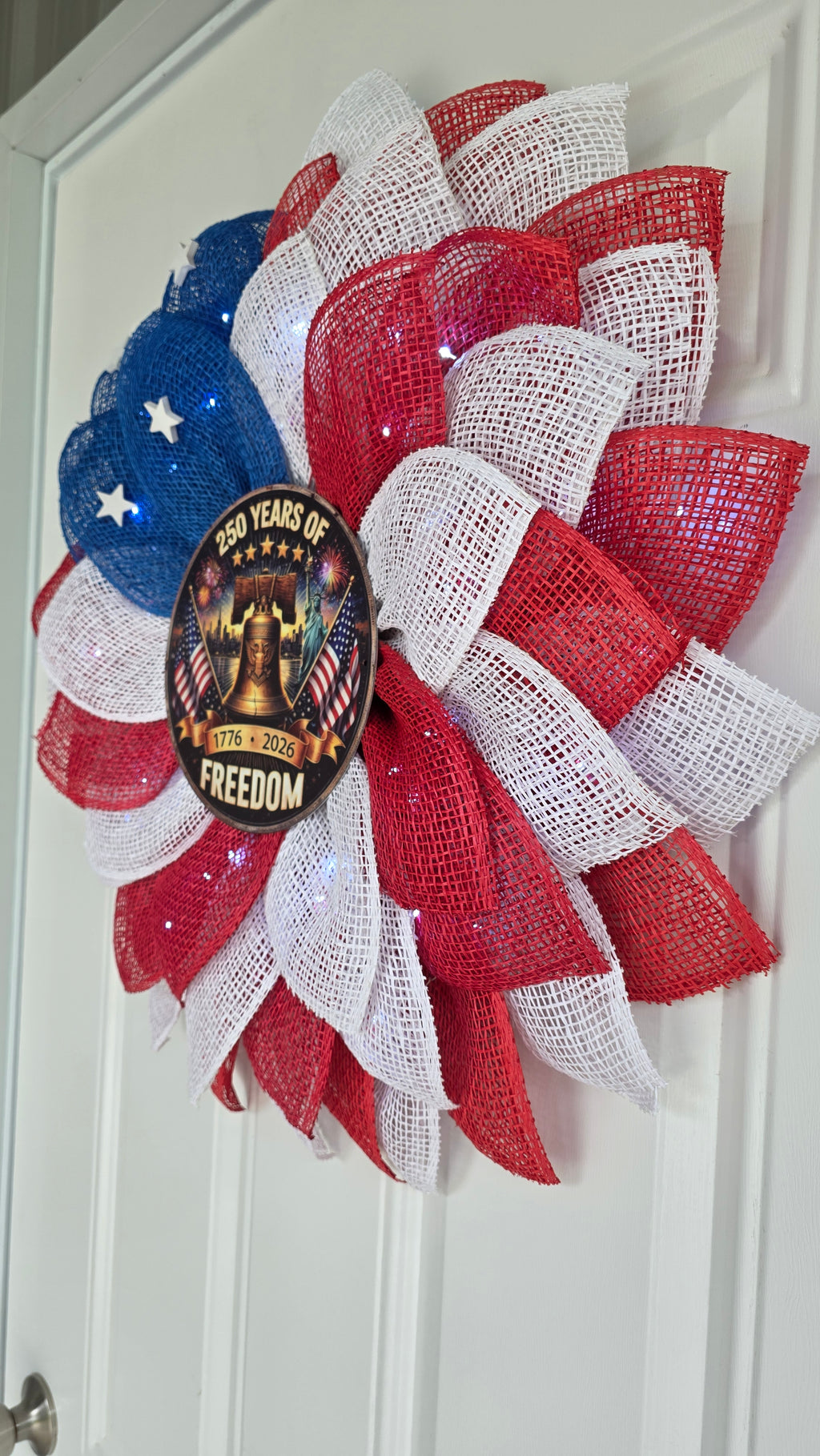 250 Years of Freedom Patriotic Lighted Wreath