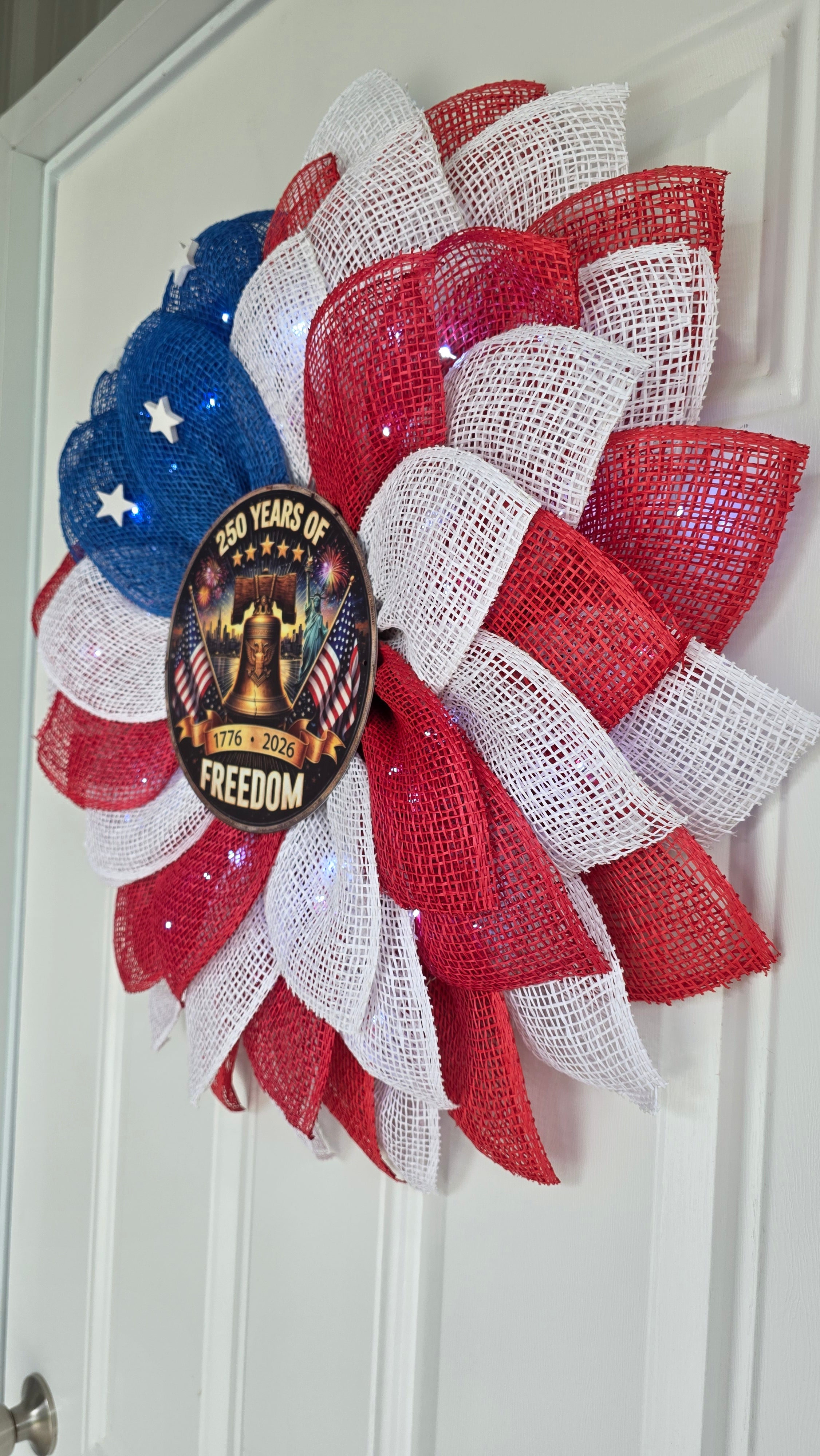 250 Years of Freedom Patriotic Lighted Wreath