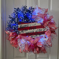 Home of the Free Because of the Brave Patriotic Lighted Wreath
