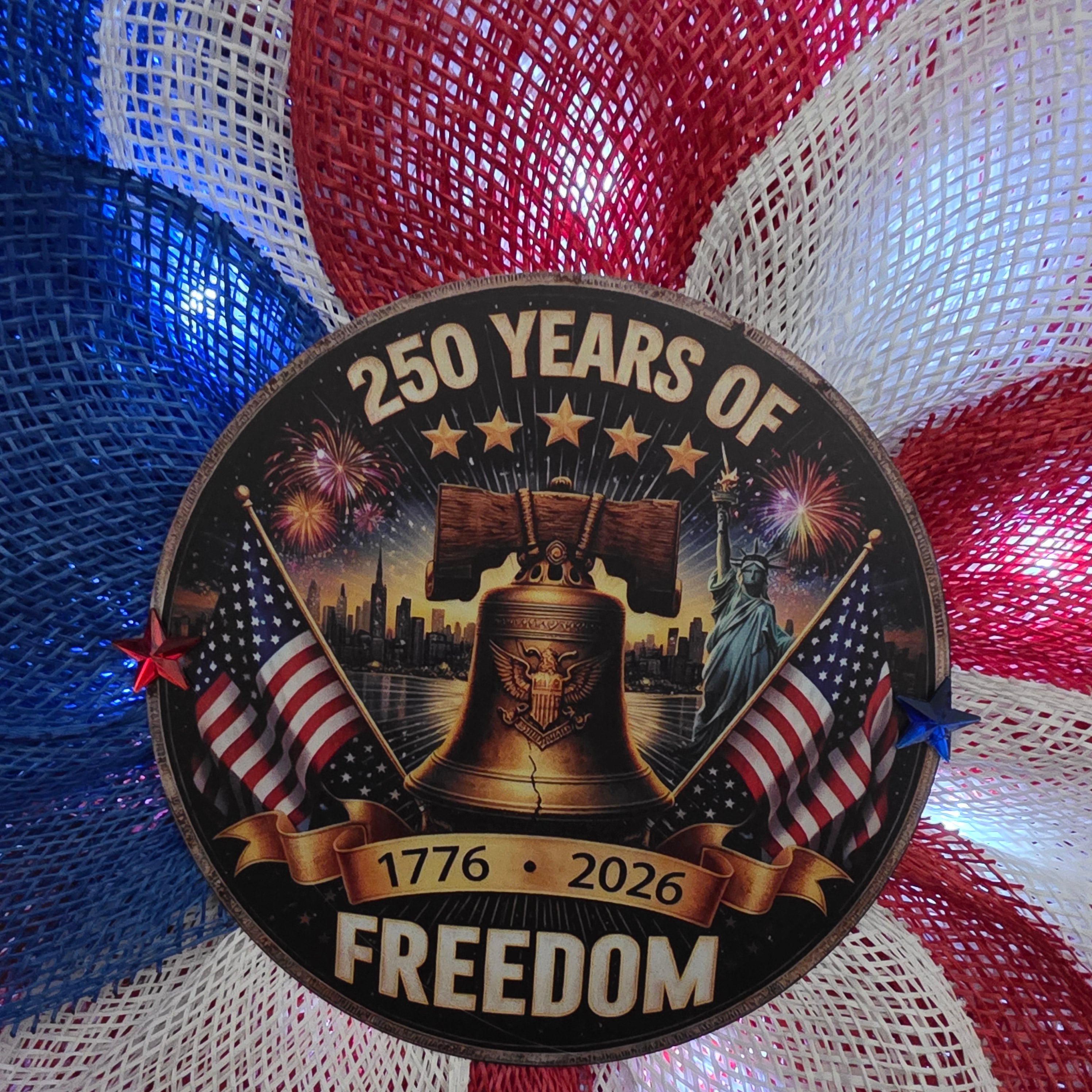 250 Years of Freedom Patriotic Sunflower Wreath