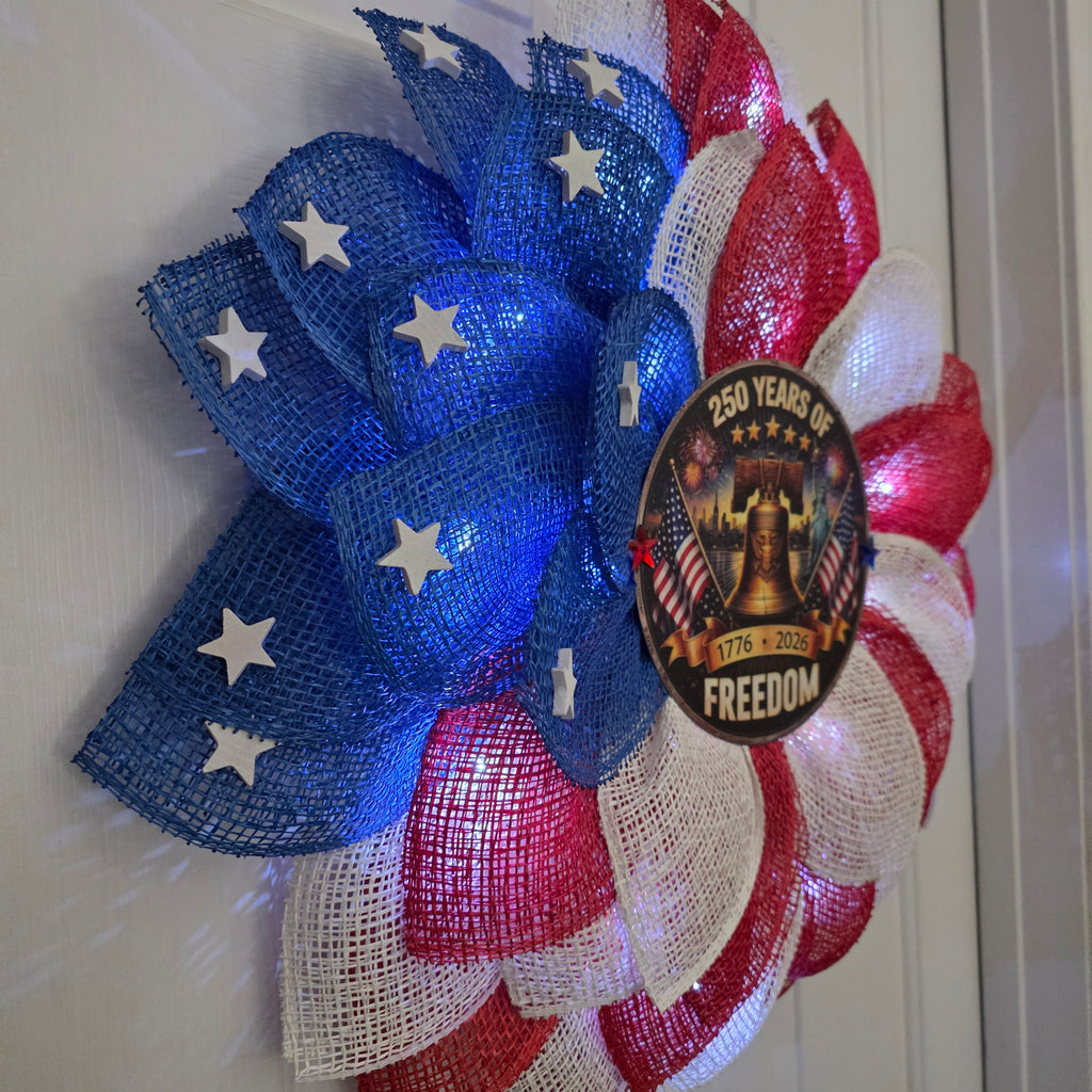 250 Years of Freedom Patriotic Sunflower Wreath