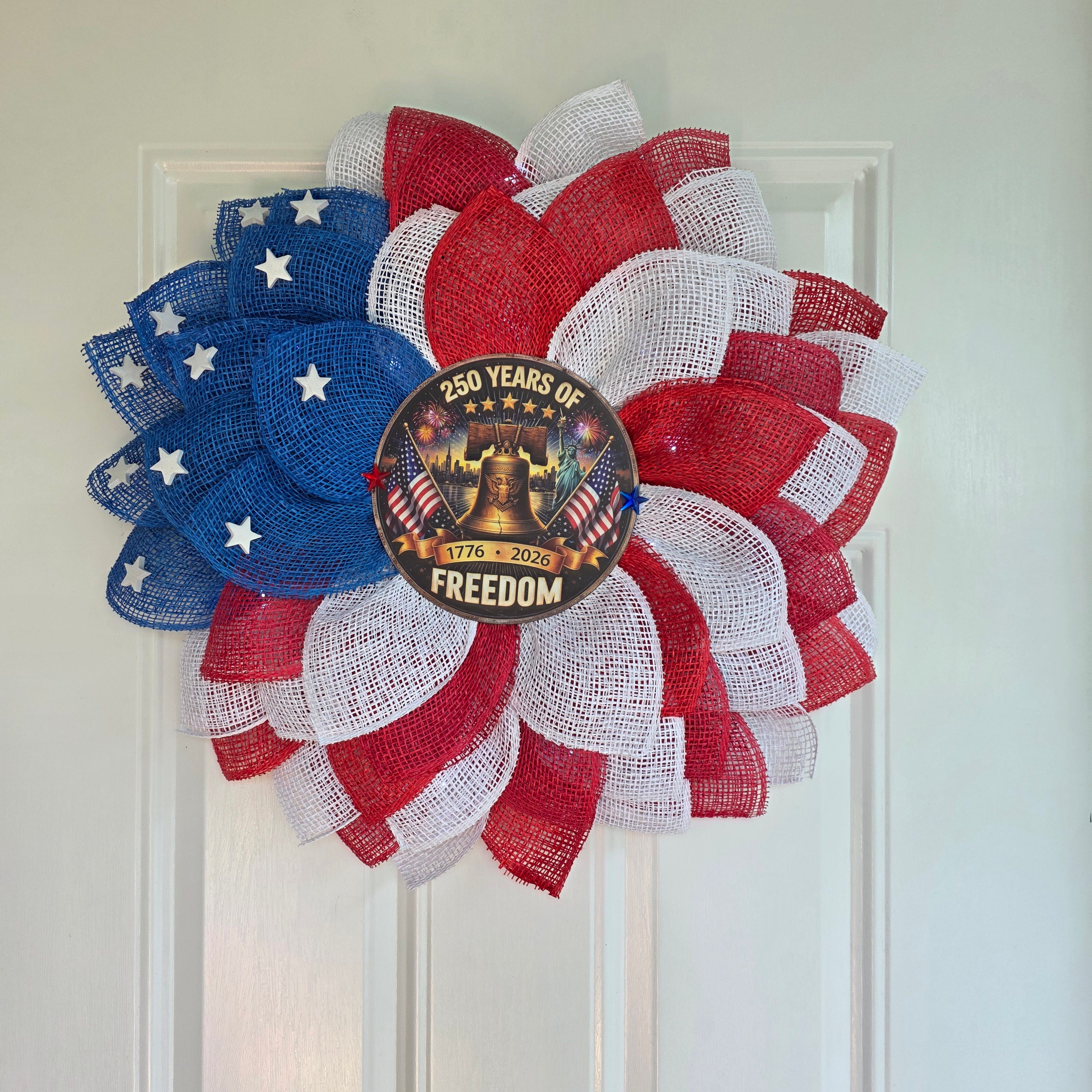 250 Years of Freedom Patriotic Sunflower Wreath