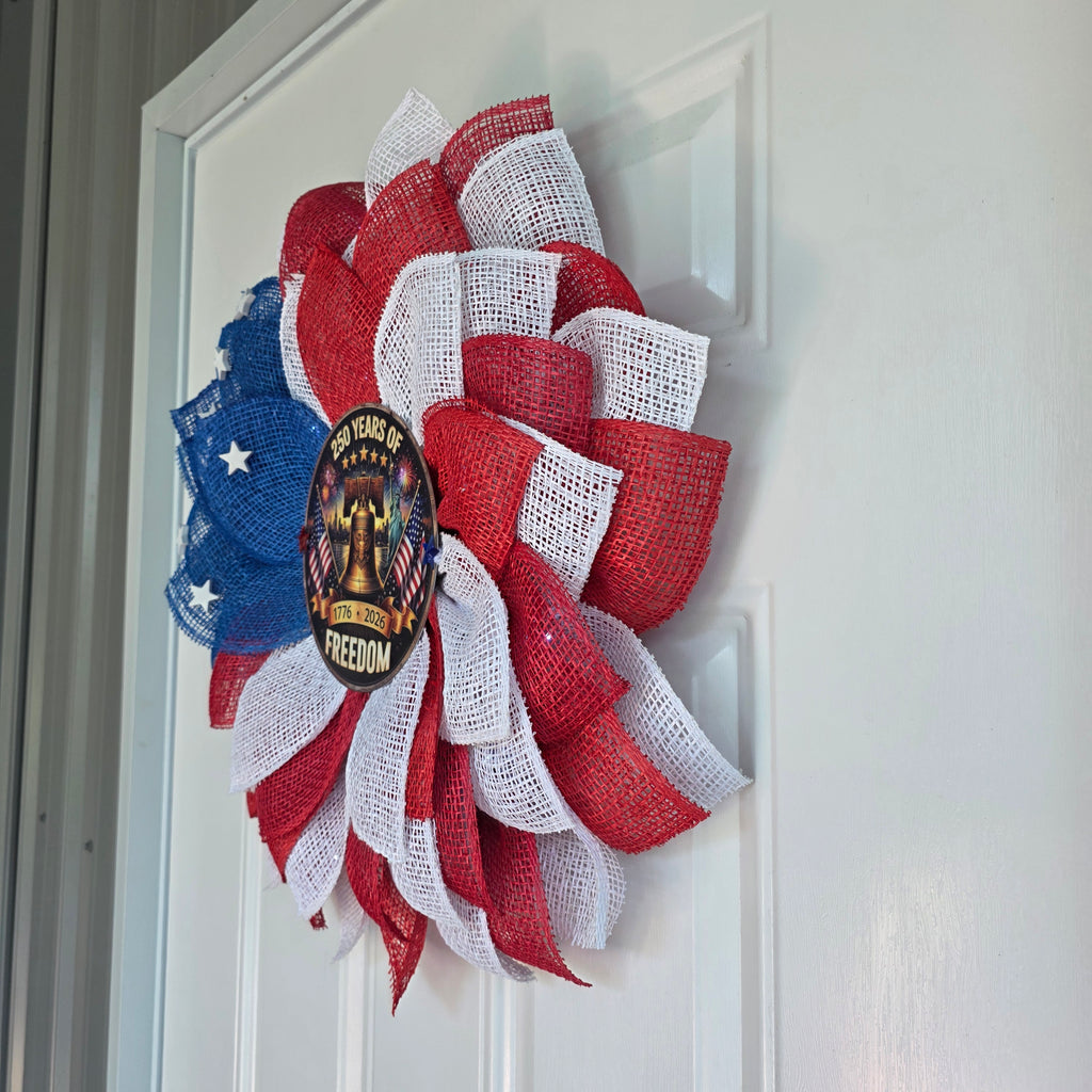 250 Years of Freedom Patriotic Sunflower Wreath