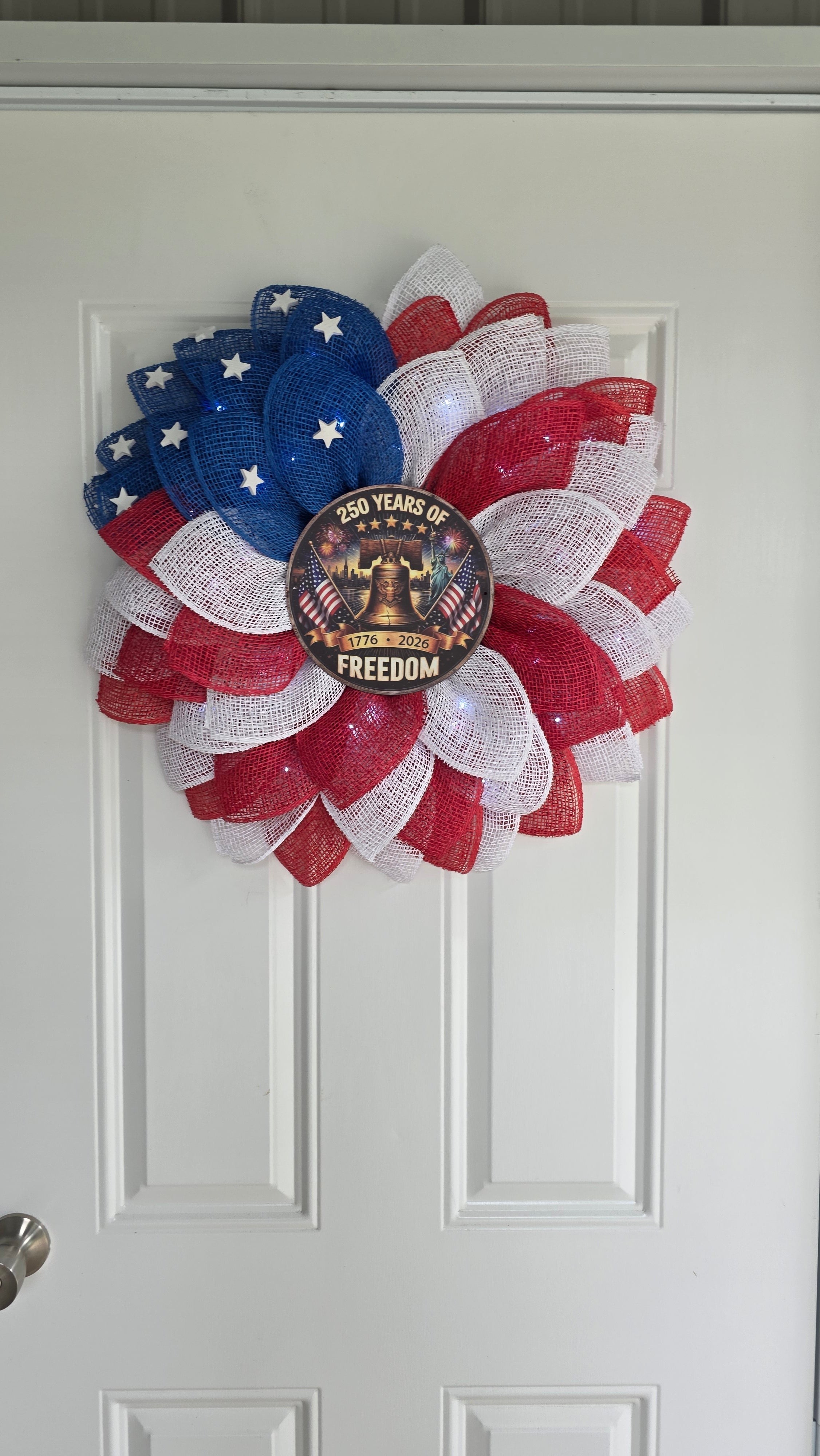 250 Years of Freedom Patriotic Lighted Wreath
