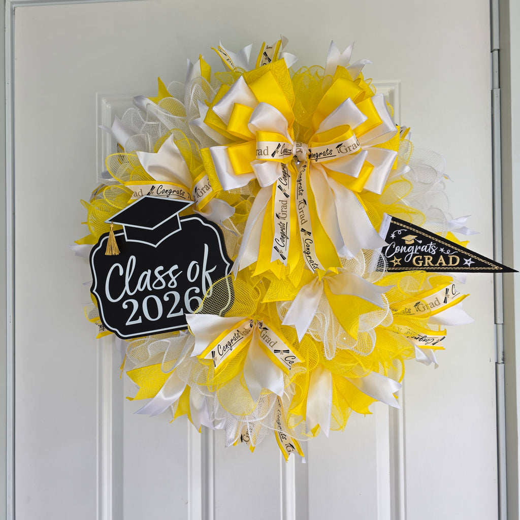 Yellow & White Graduation Wreath Class of 2026