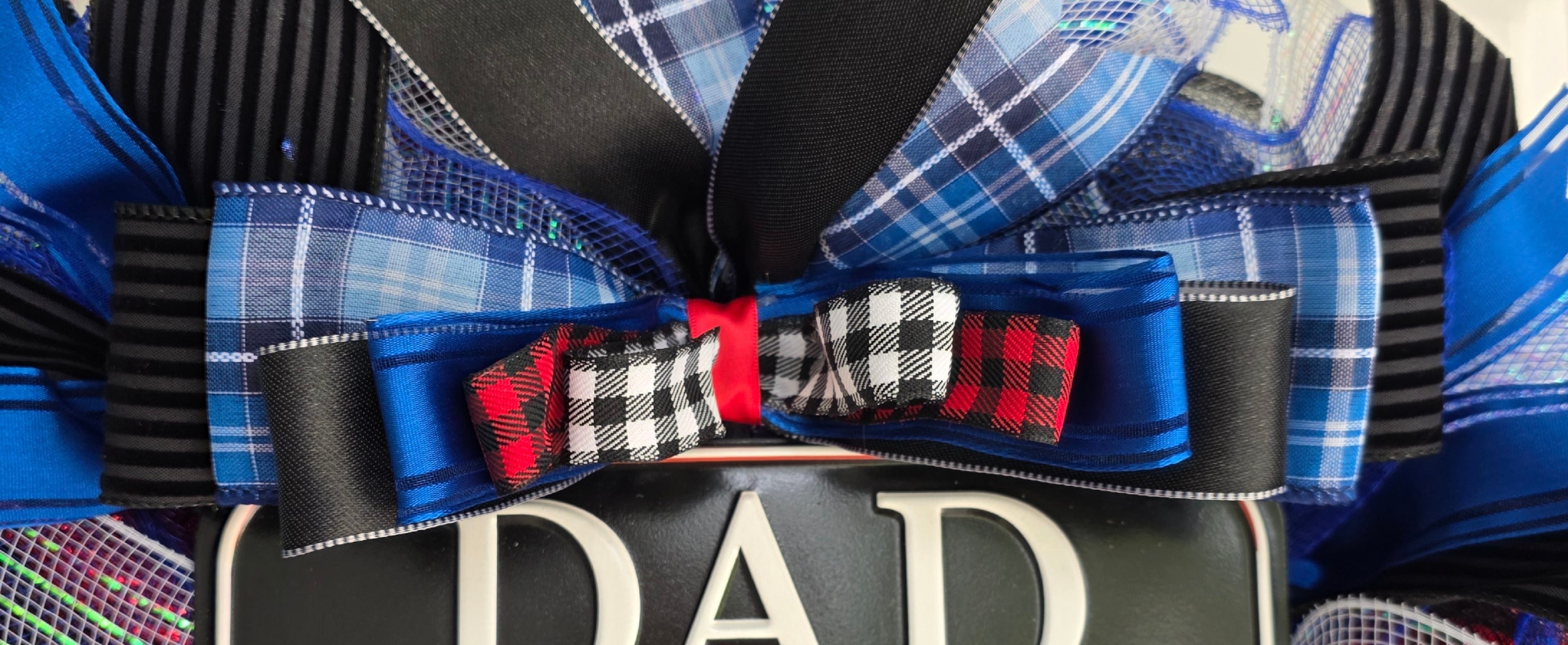 Dad The Man The Myth The Mr. Fix It Wreath – Blue, Red, Black & White