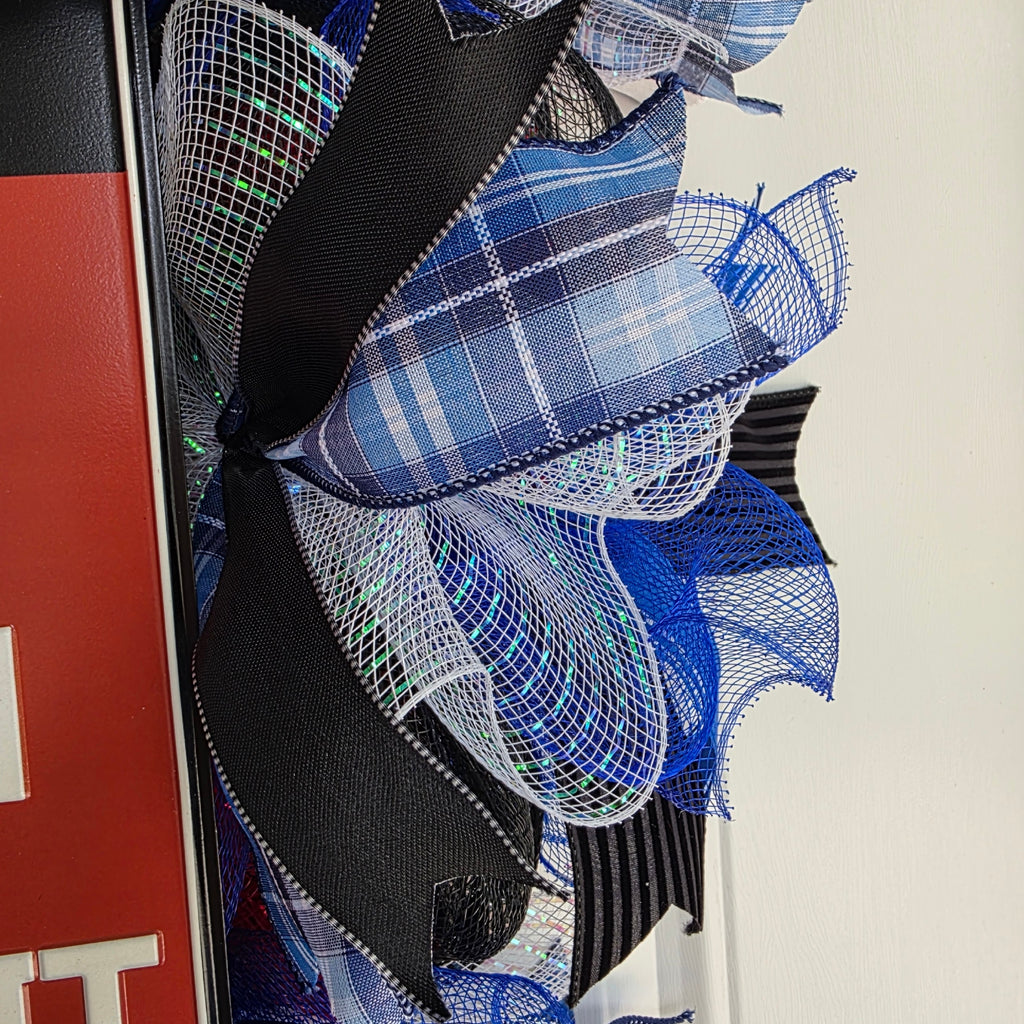 Dad The Man The Myth The Mr. Fix It Wreath – Blue, Red, Black & White