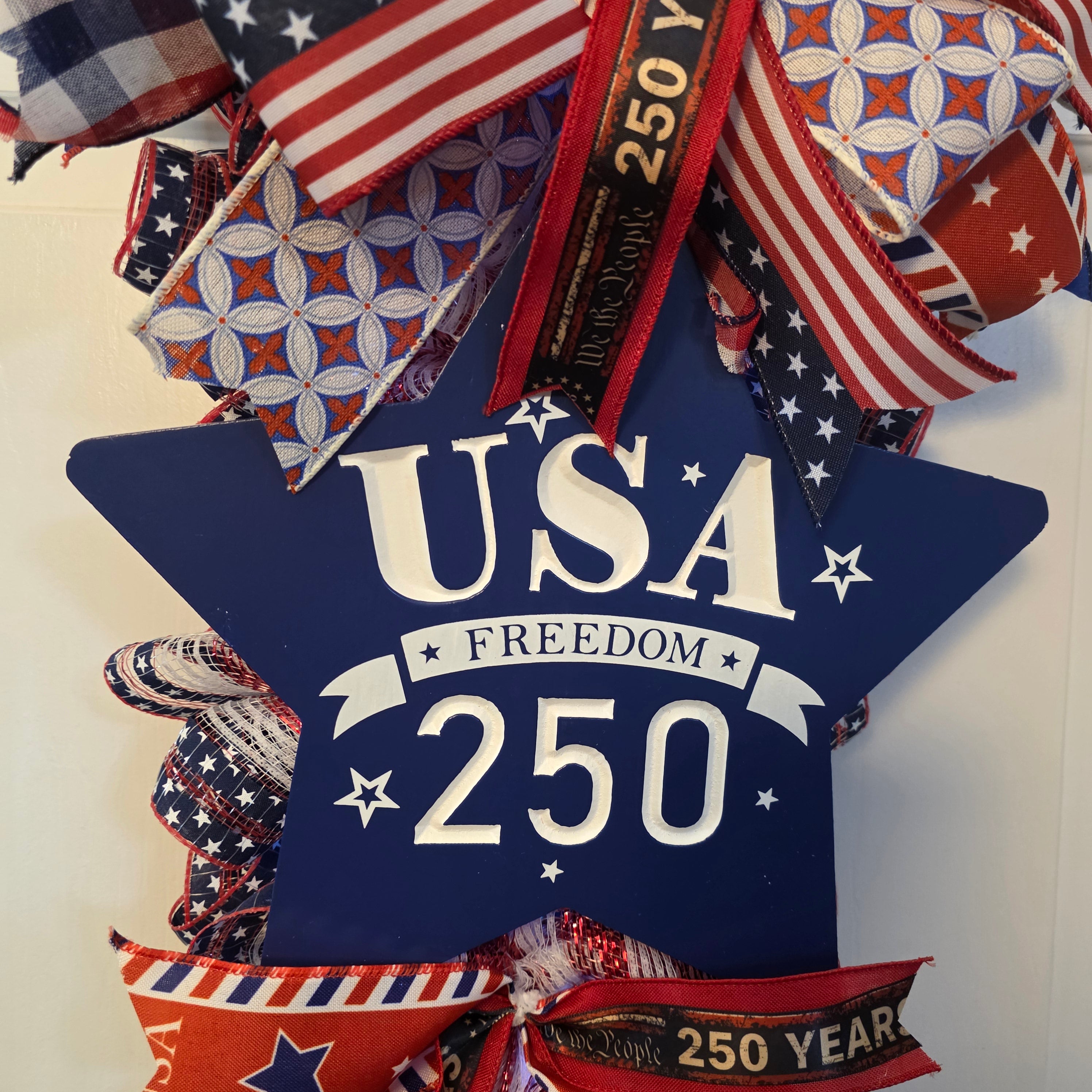 USA Freedom 250 Patriotic Door Swag