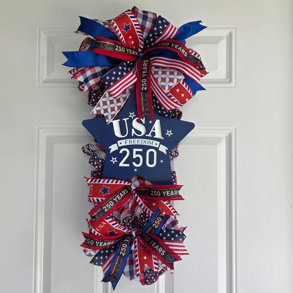 USA Freedom 250 Patriotic Door Swag