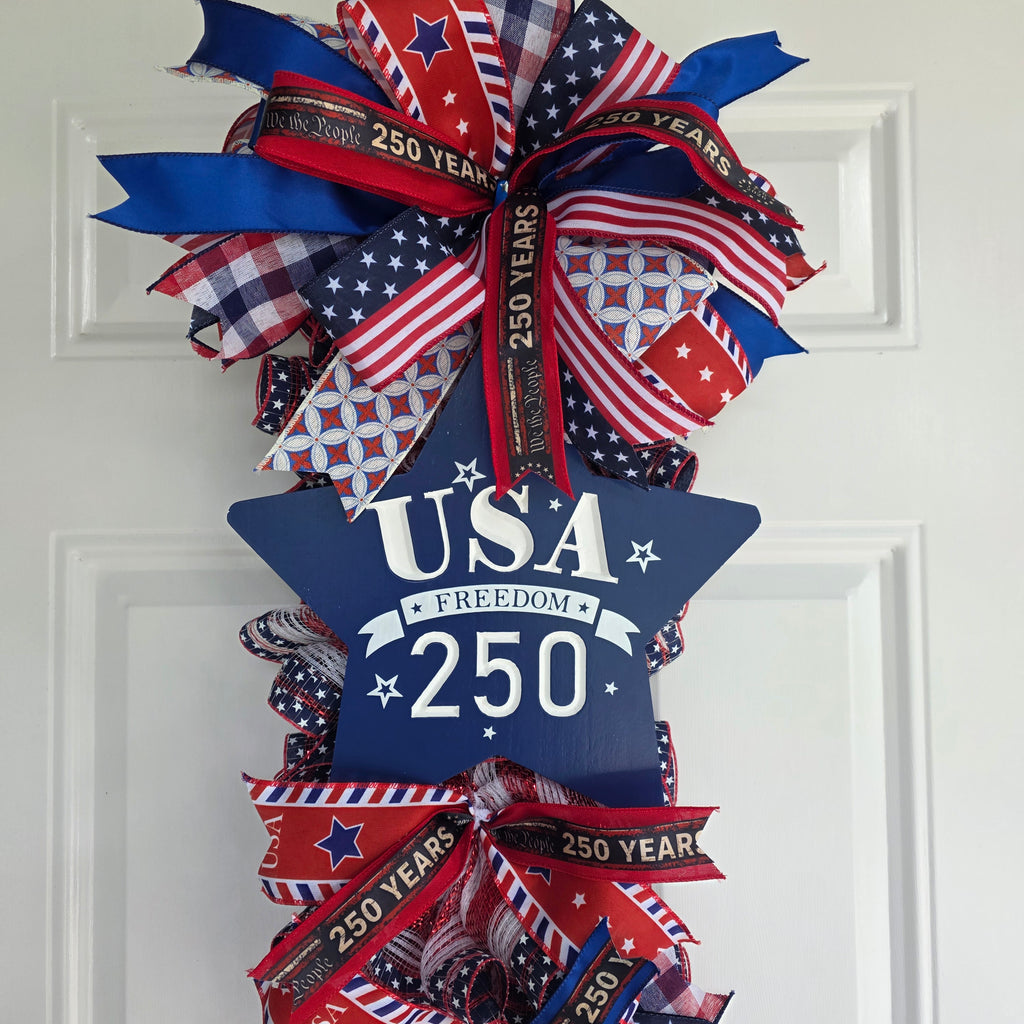 USA Freedom 250 Patriotic Door Swag
