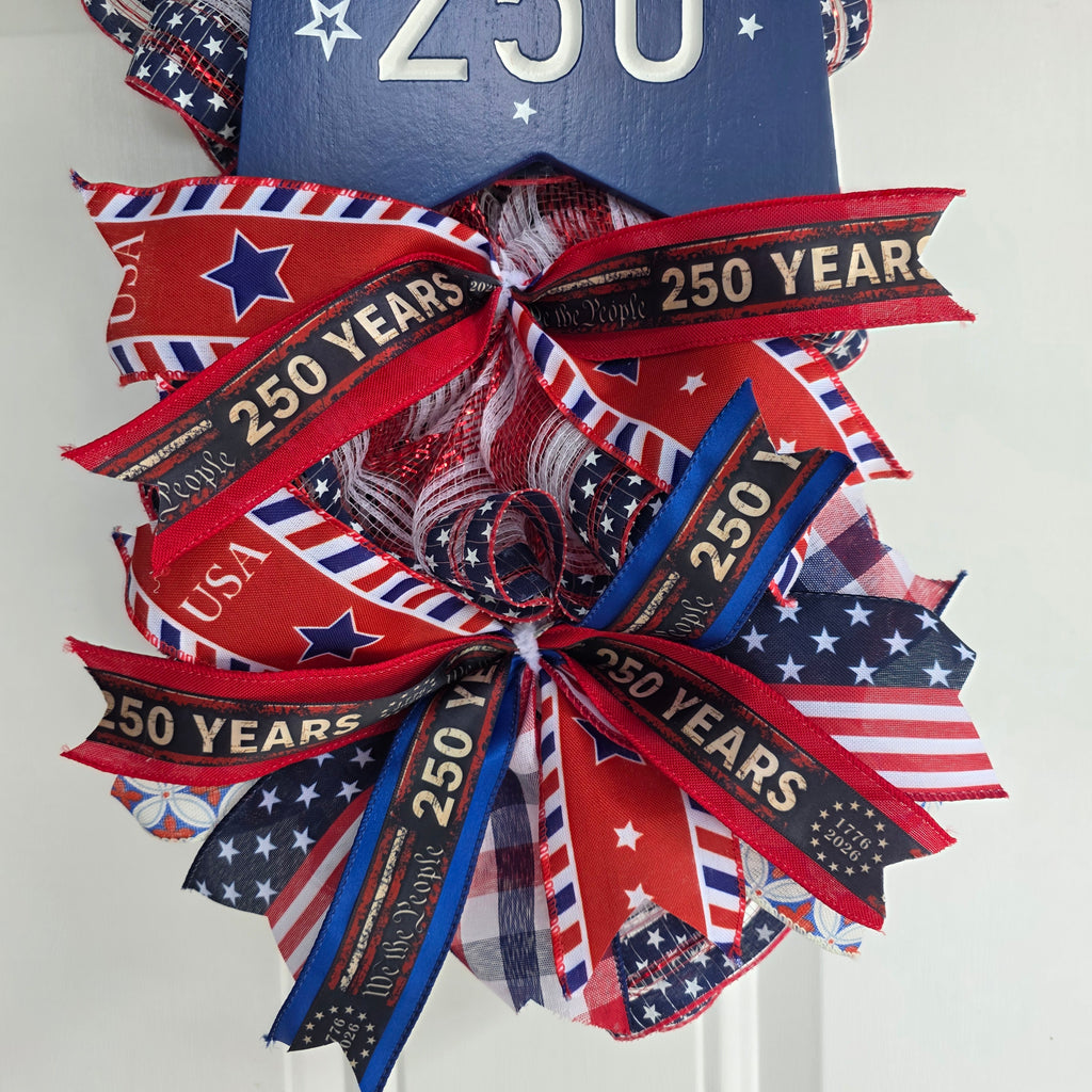 USA Freedom 250 Patriotic Door Swag