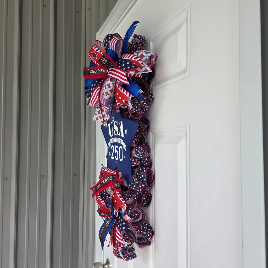 USA Freedom 250 Patriotic Door Swag