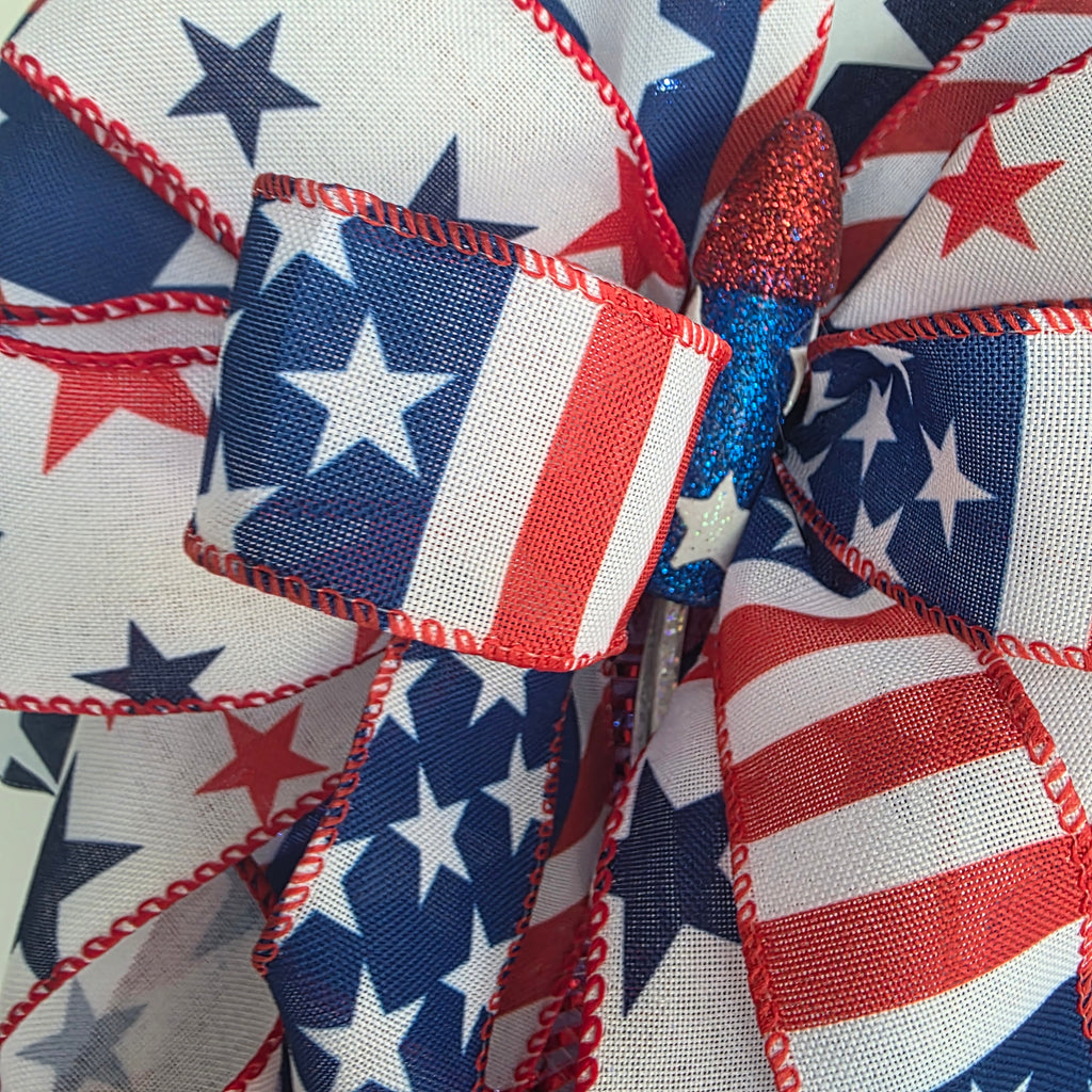 Patriotic Welcome Door Swag with Fairy Lights