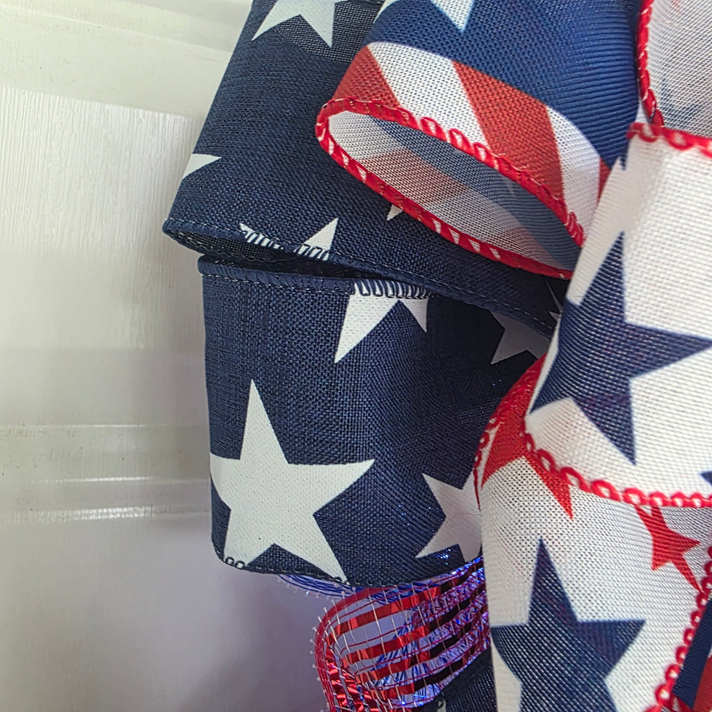 Patriotic Welcome Door Swag with Fairy Lights