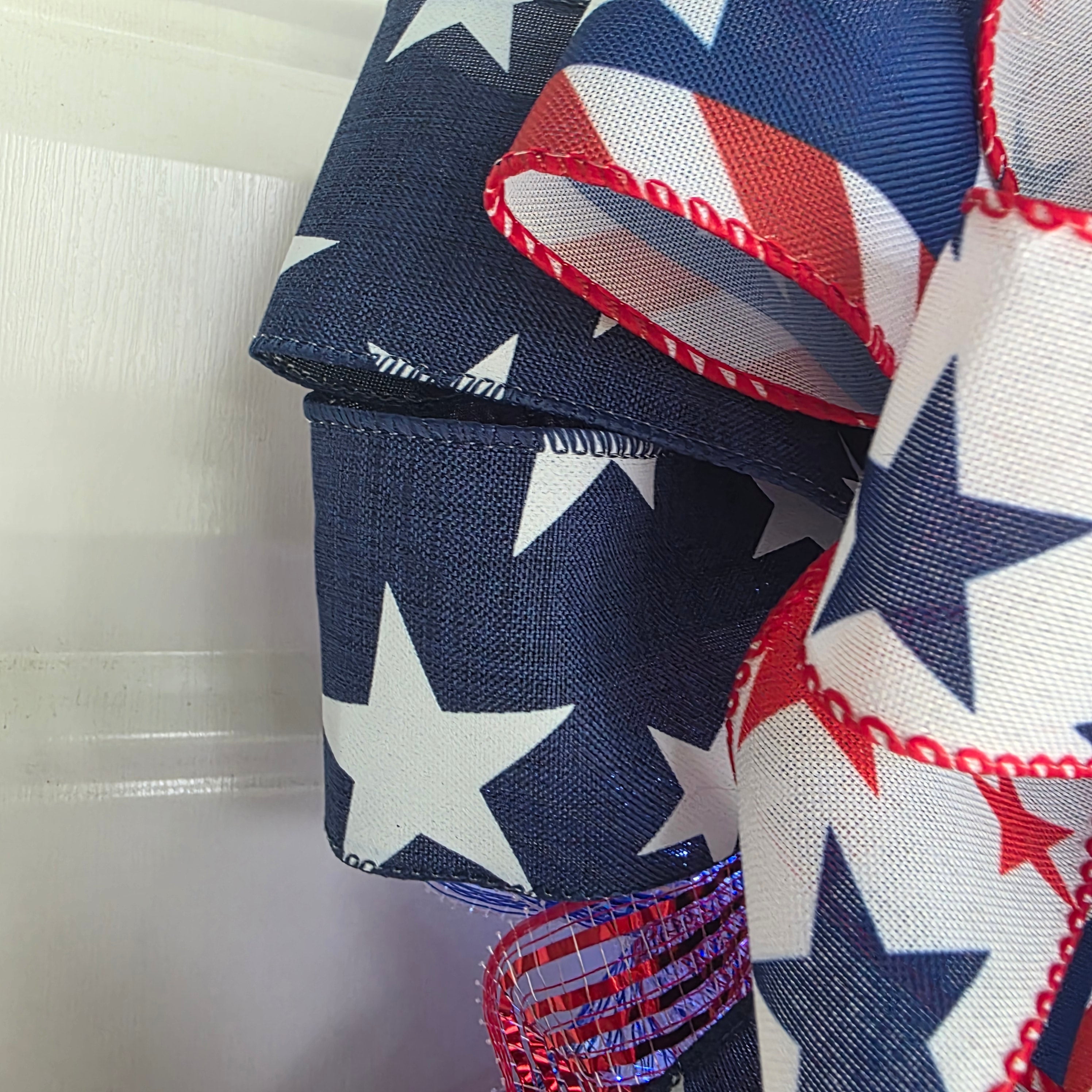 Patriotic Welcome Door Swag with Fairy Lights