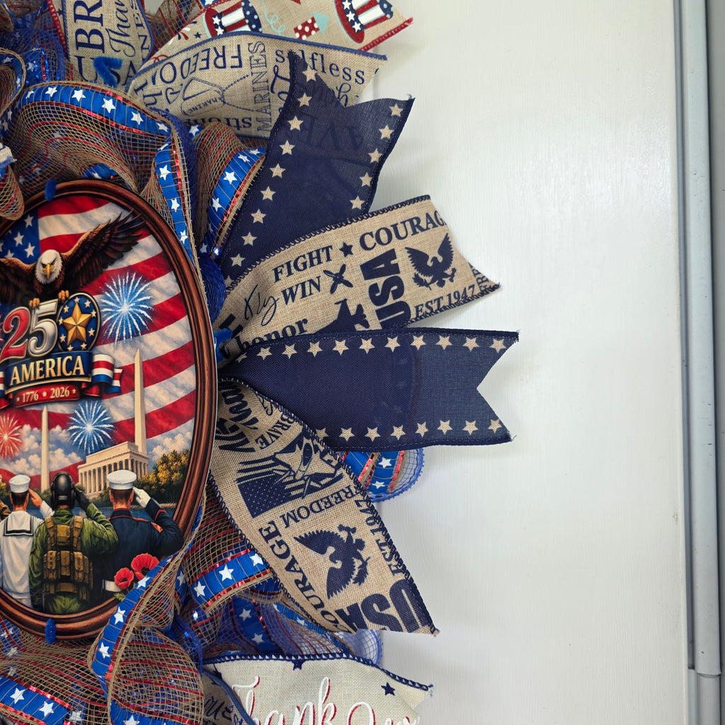 All Branches Military Pride Wreath – America 250th