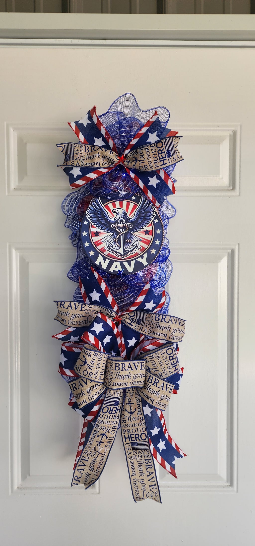 Navy Pride Patriotic Door Swag