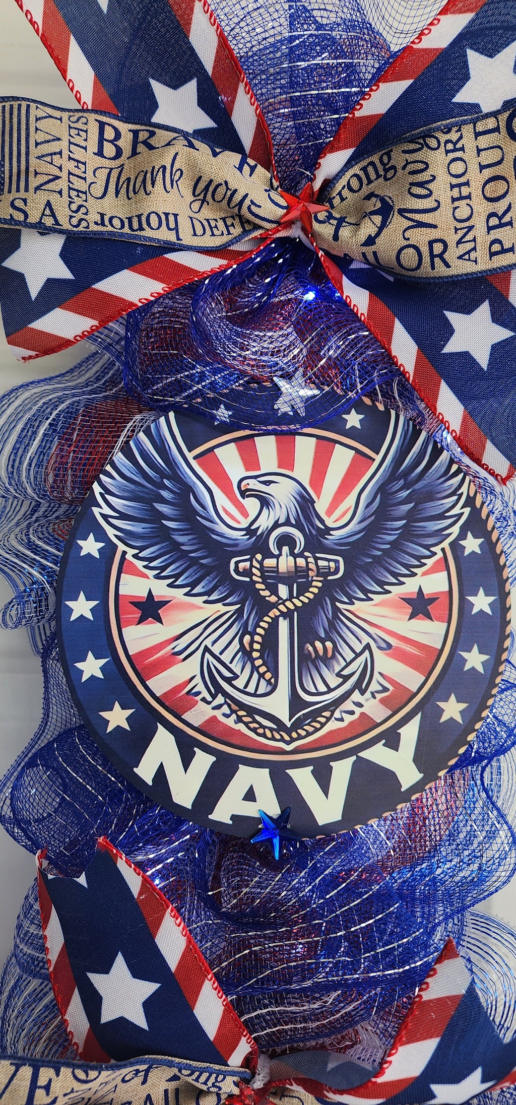 Navy Pride Patriotic Door Swag