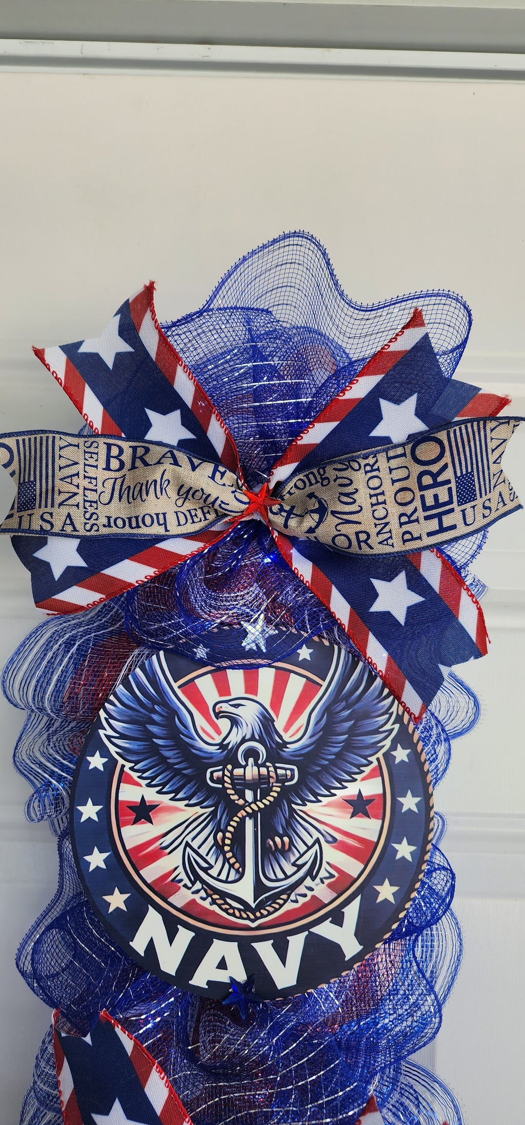 Navy Pride Patriotic Door Swag