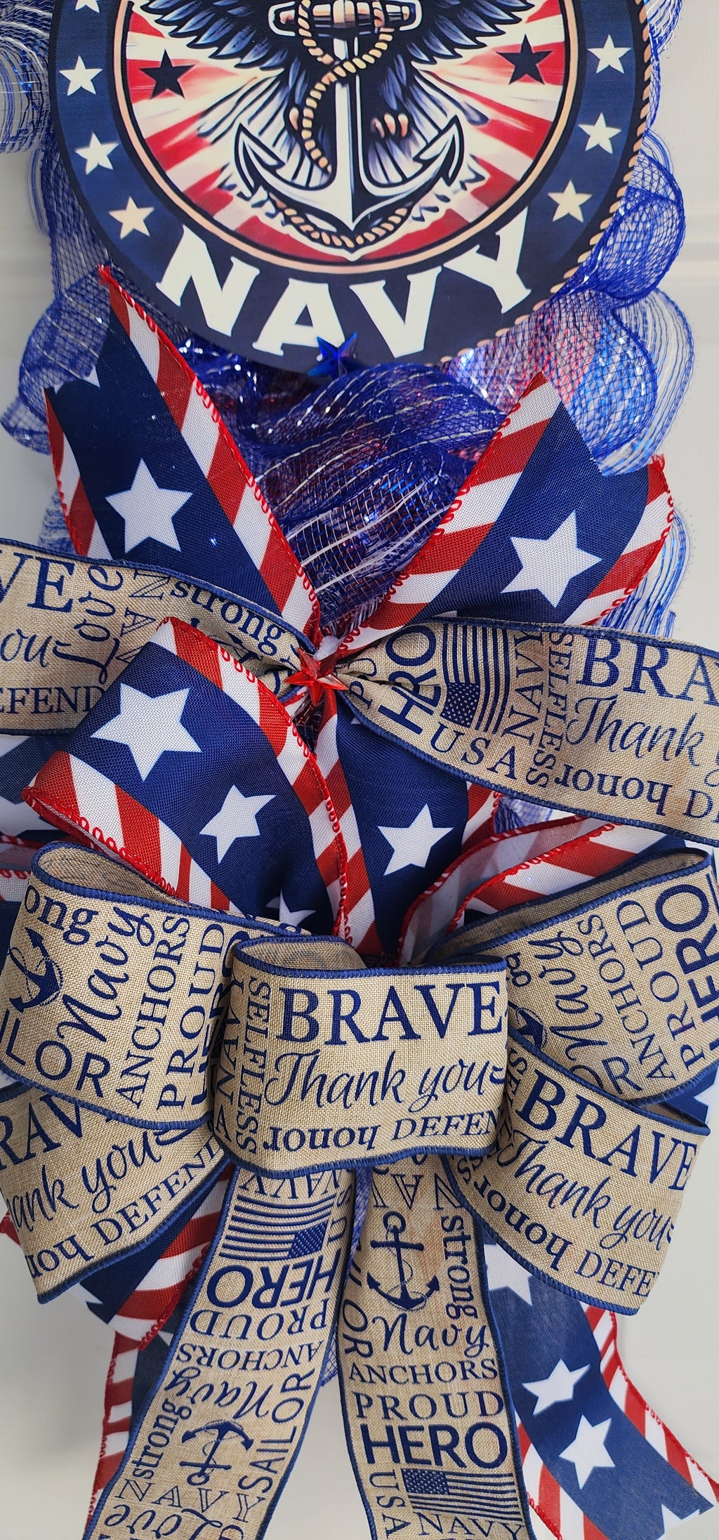 Navy Pride Patriotic Door Swag