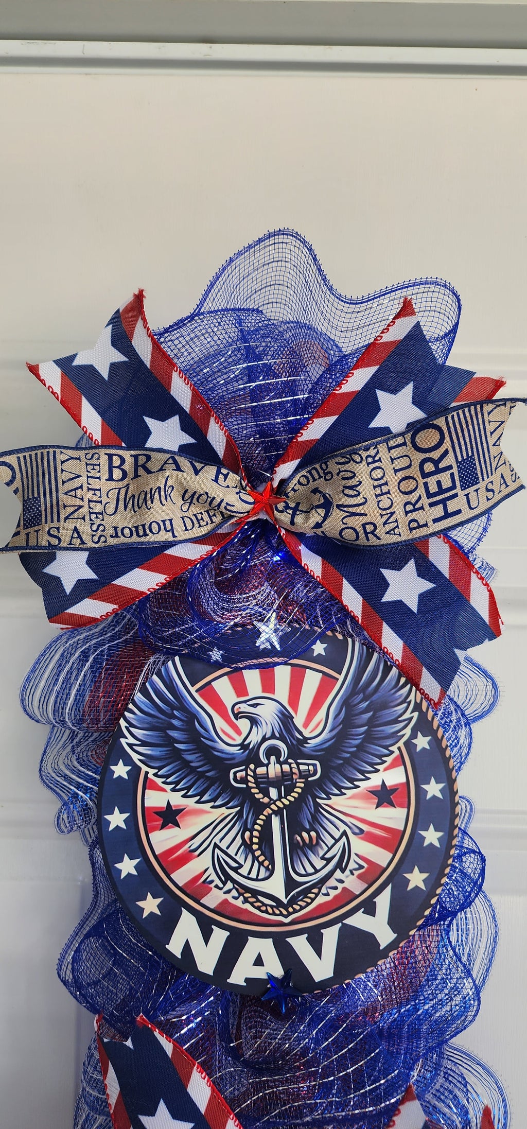 Navy Pride Patriotic Door Swag
