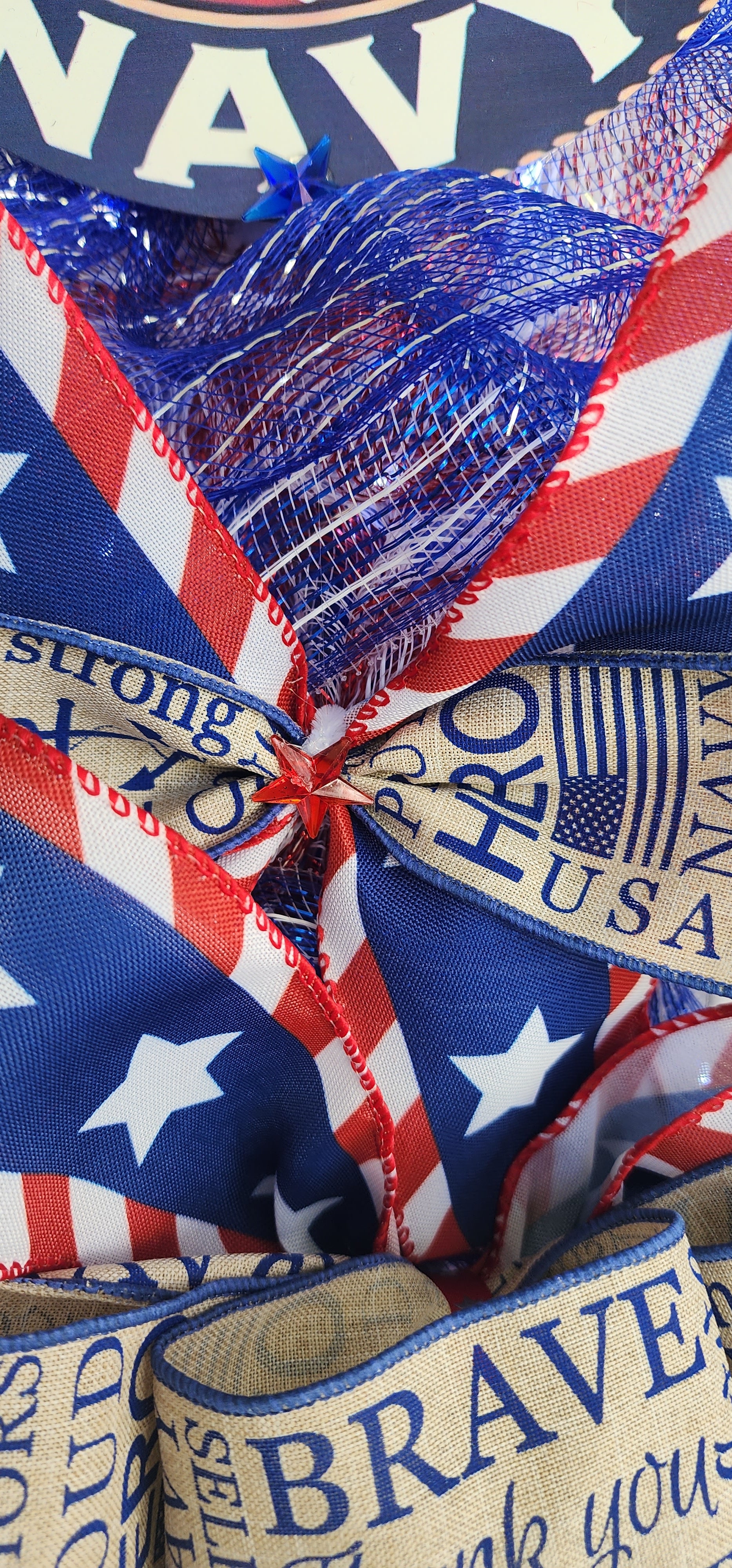 Navy Pride Patriotic Door Swag