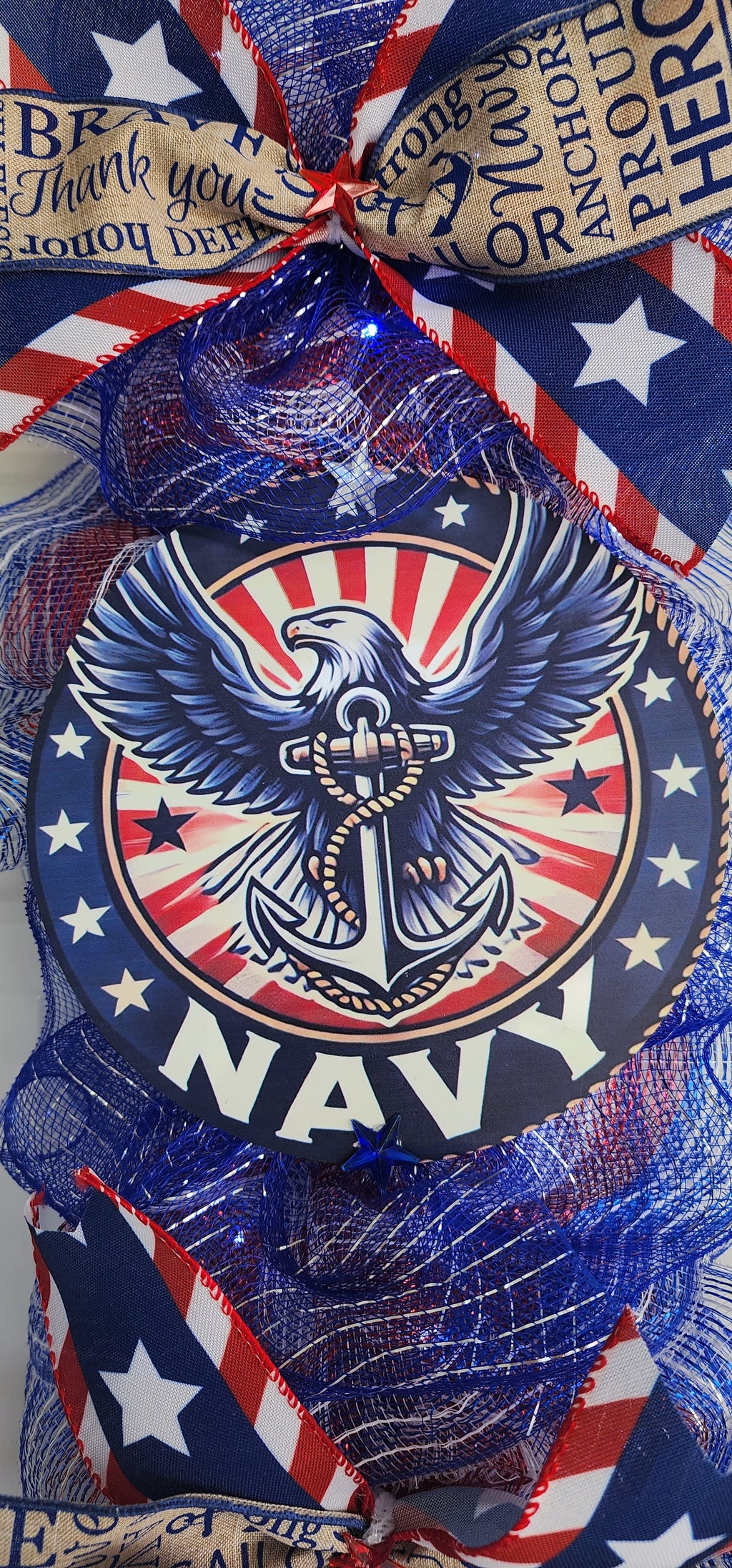Navy Pride Patriotic Door Swag