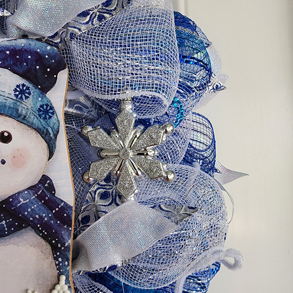 Silver snowflake ornament close-up