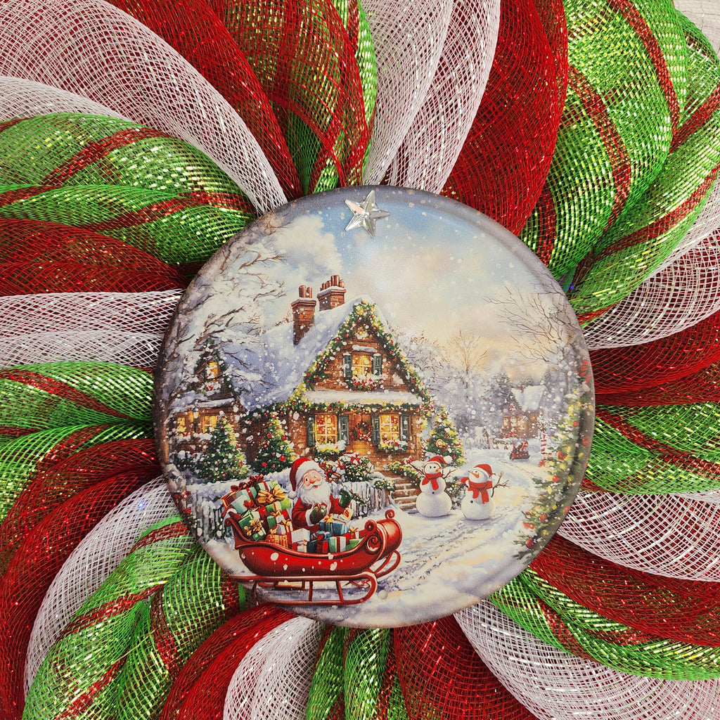 Santa's sleigh centerpiece medallion close-up