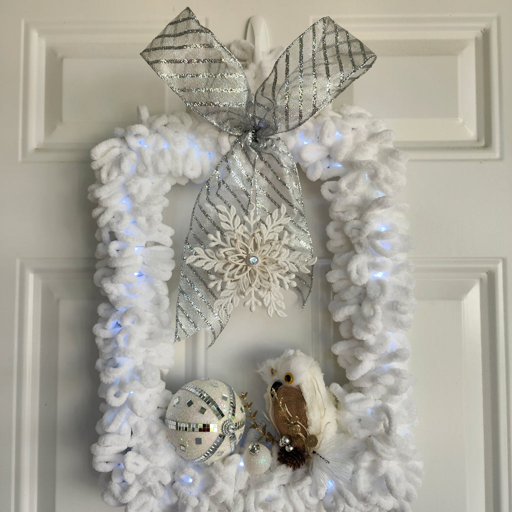 Disco ball ornament and glittery owl detail