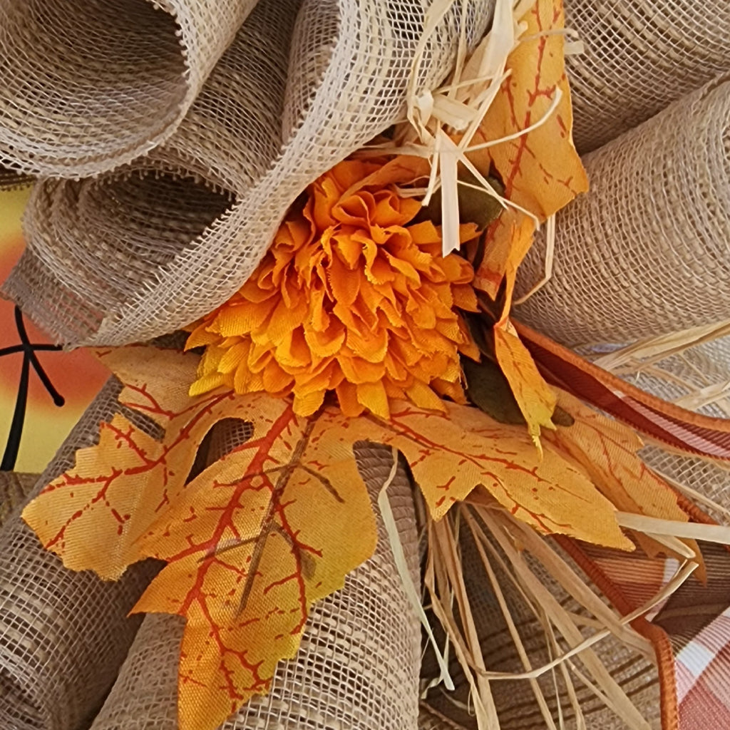 Scarecrow Fall Wreath angled view