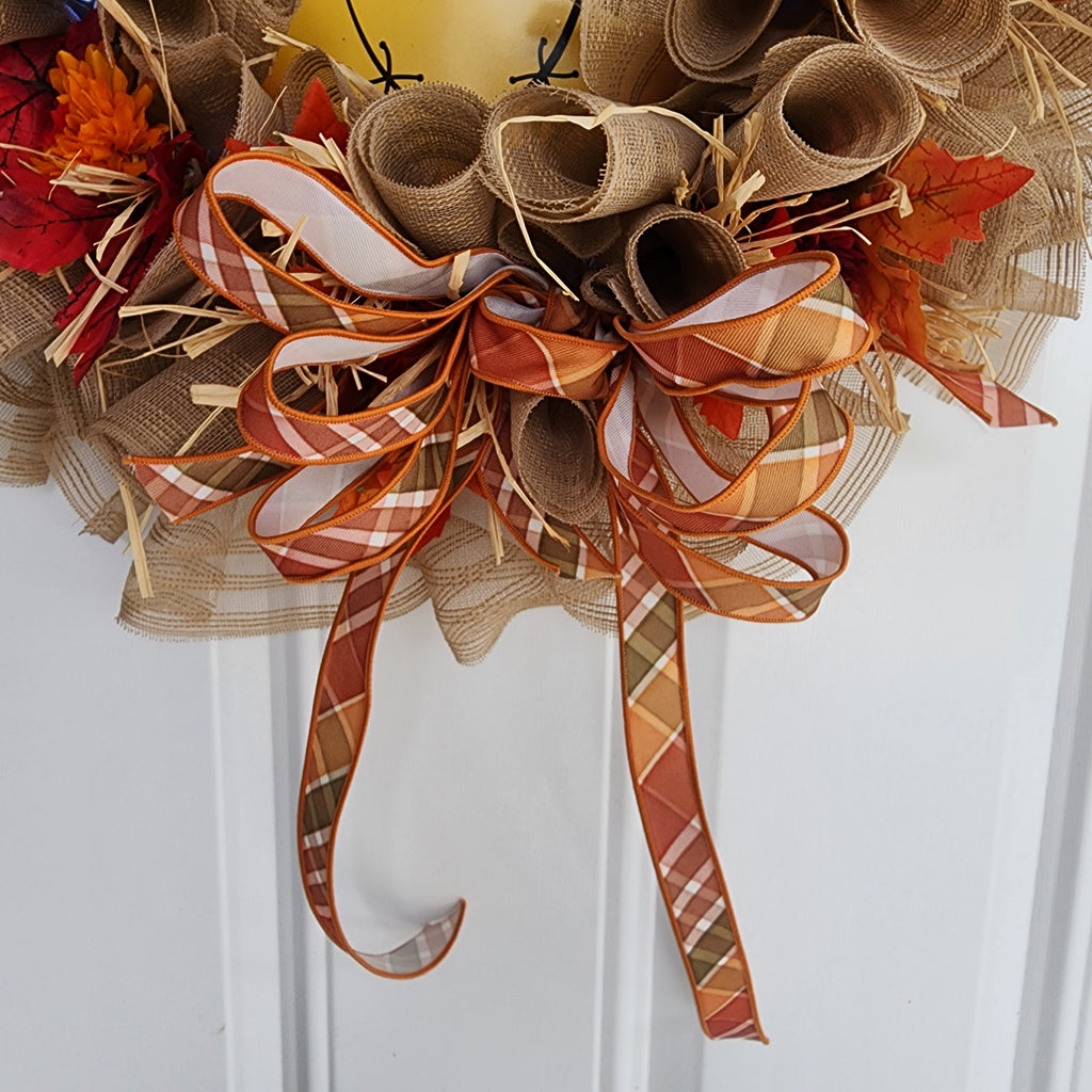 Burgundy mum and raffia detail