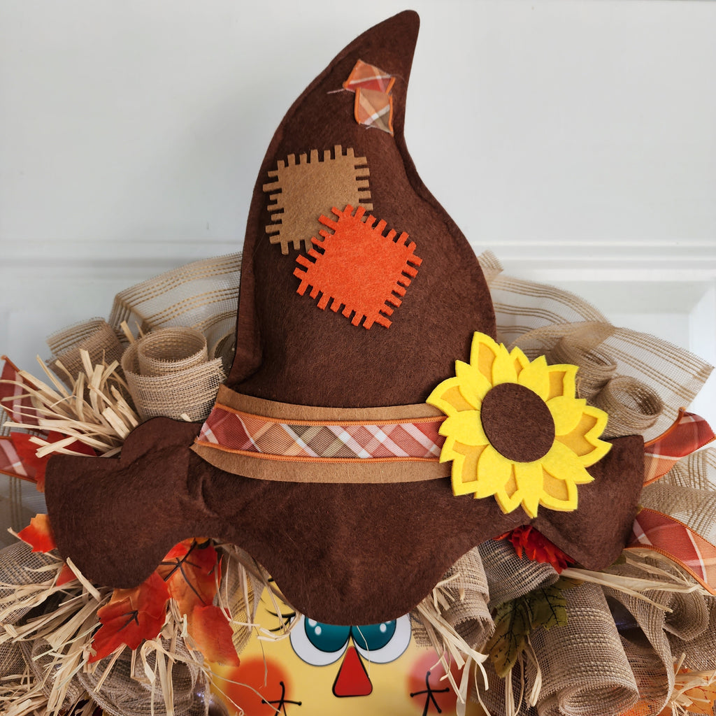 Scarecrow Fall Wreath side door view
