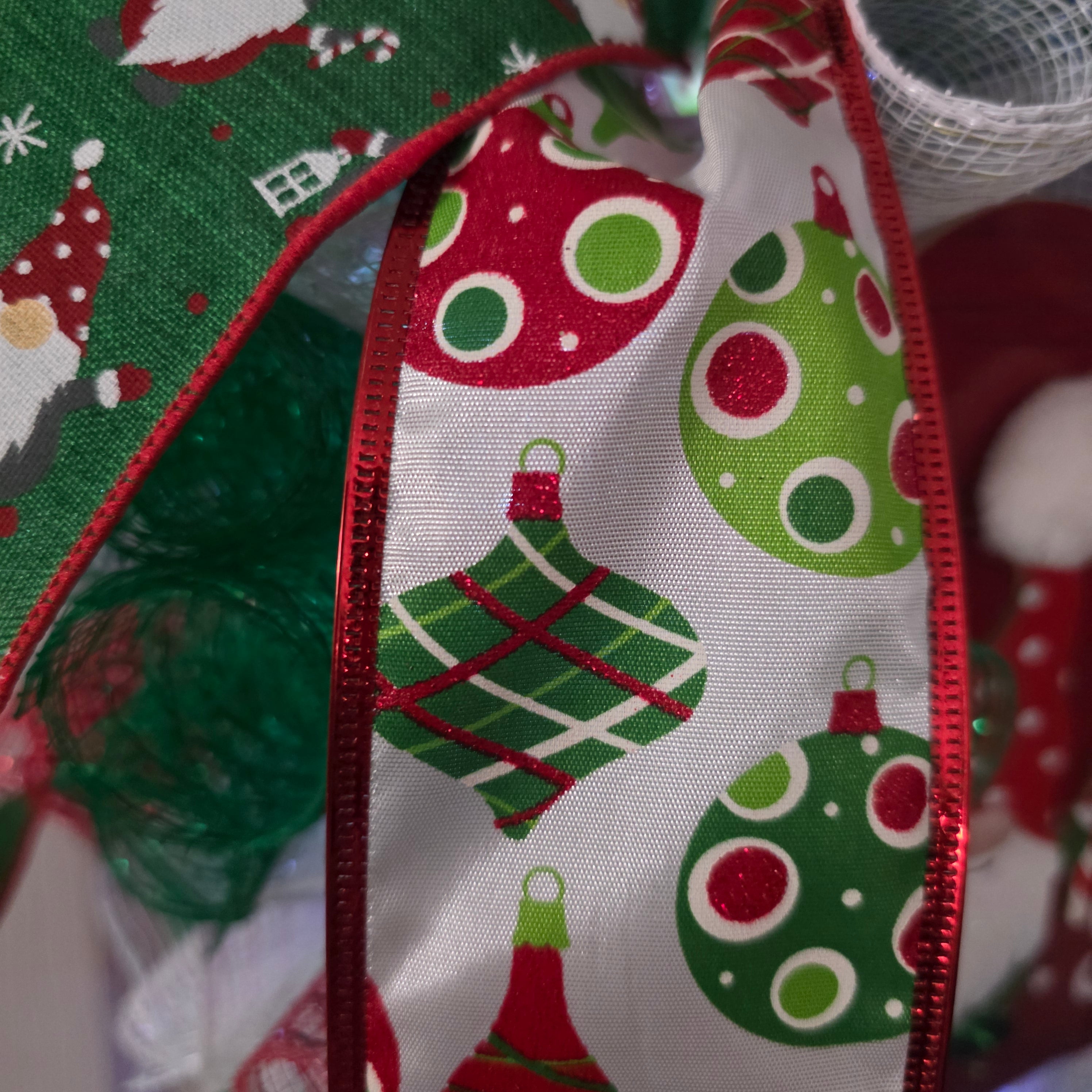 Gnome and ornament ribbon detail