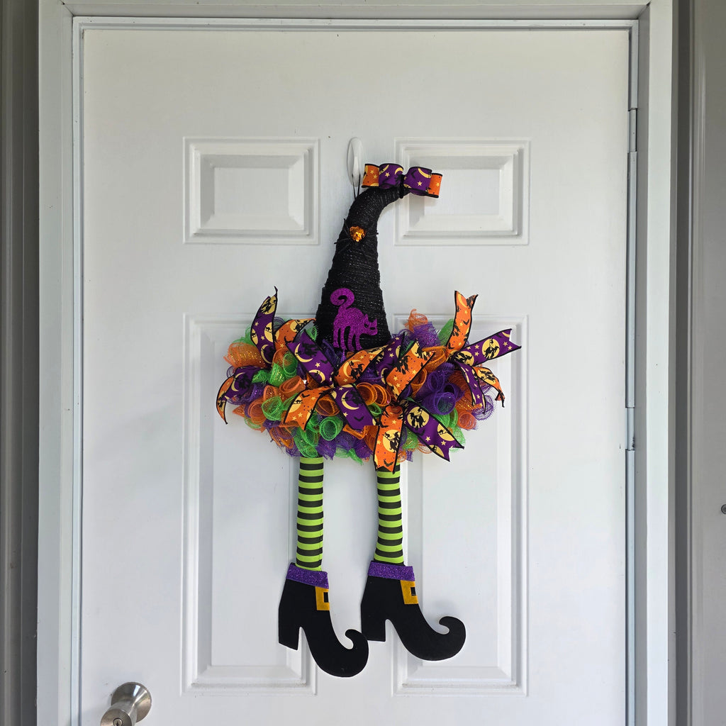 Witch Hat Halloween Deco Mesh Wreath