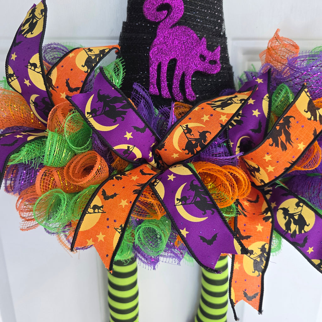 Witch Hat Halloween Deco Mesh Wreath