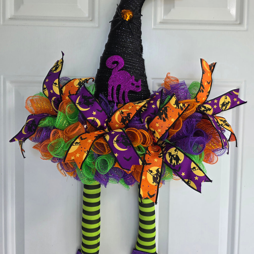 Witch Hat Halloween Deco Mesh Wreath