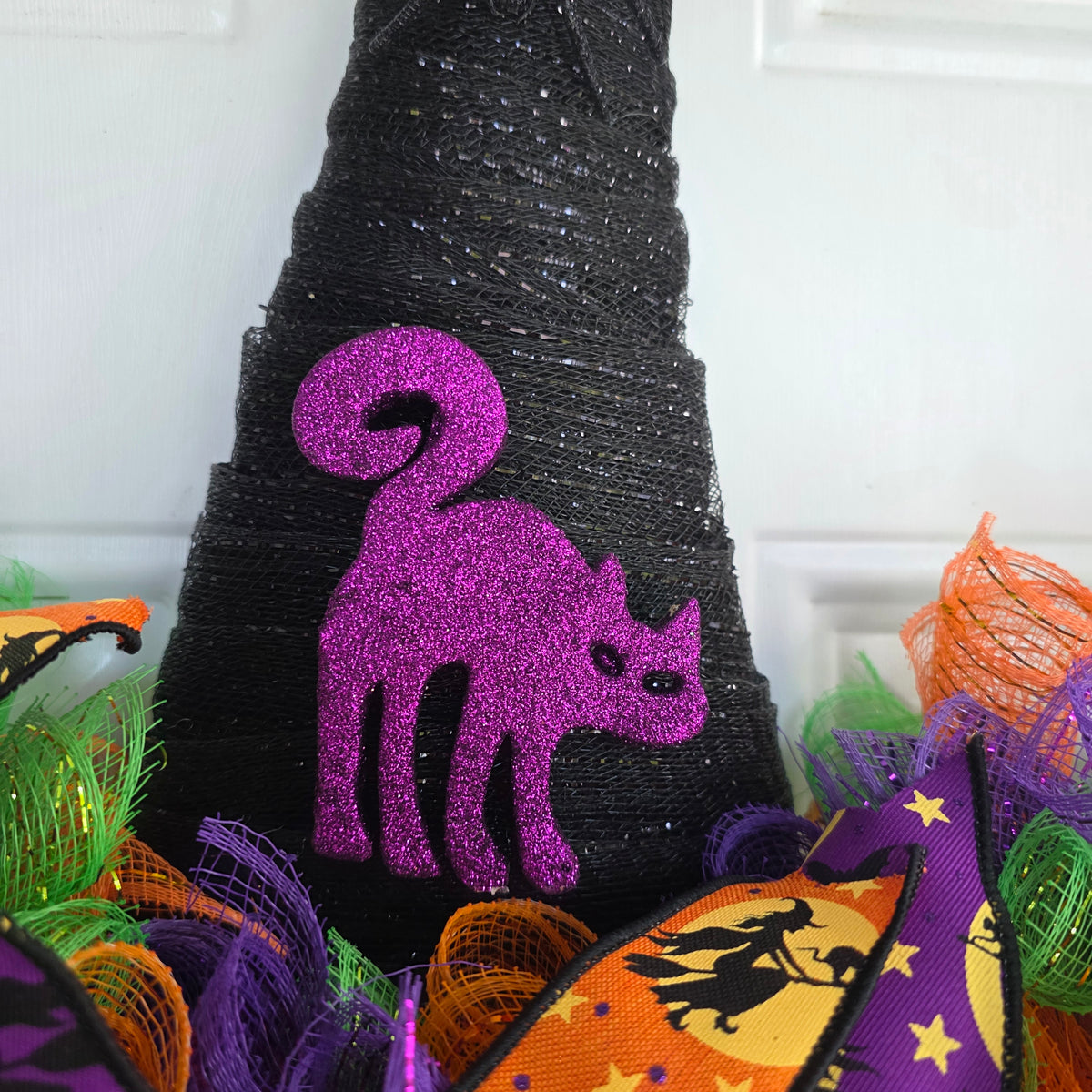 Witch Hat Halloween Deco Mesh Wreath