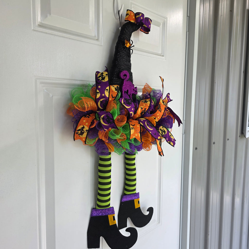 Witch Hat Halloween Deco Mesh Wreath