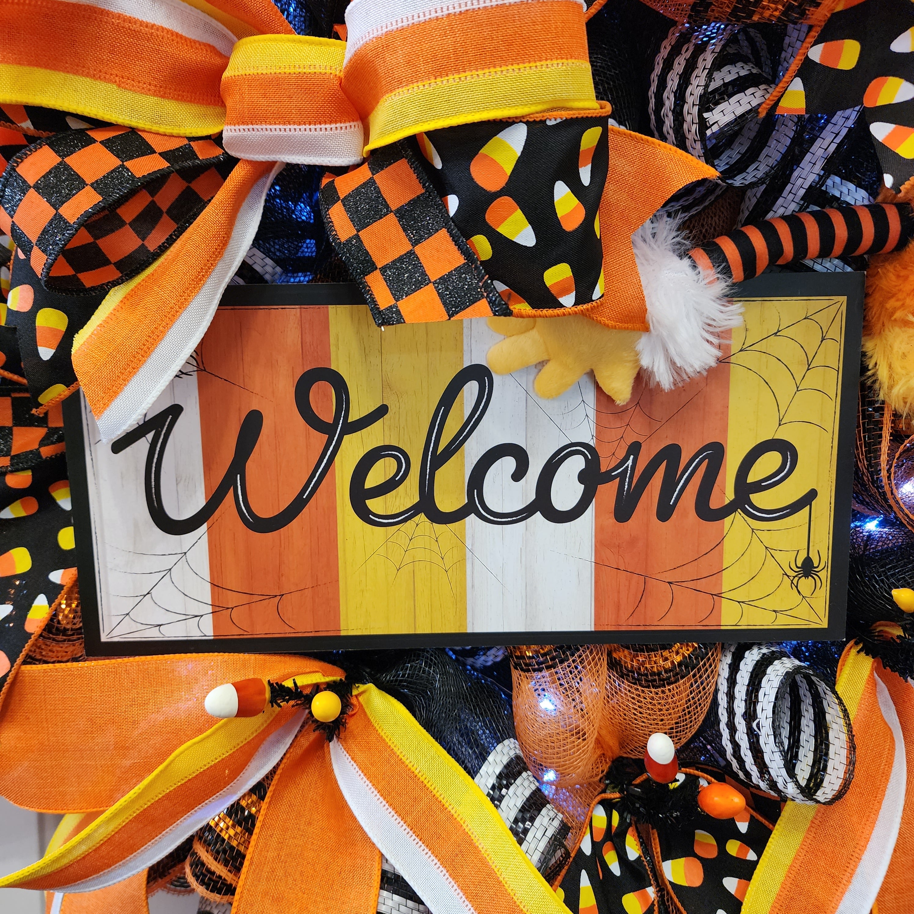 Candy Corn Welcome Halloween Wreath