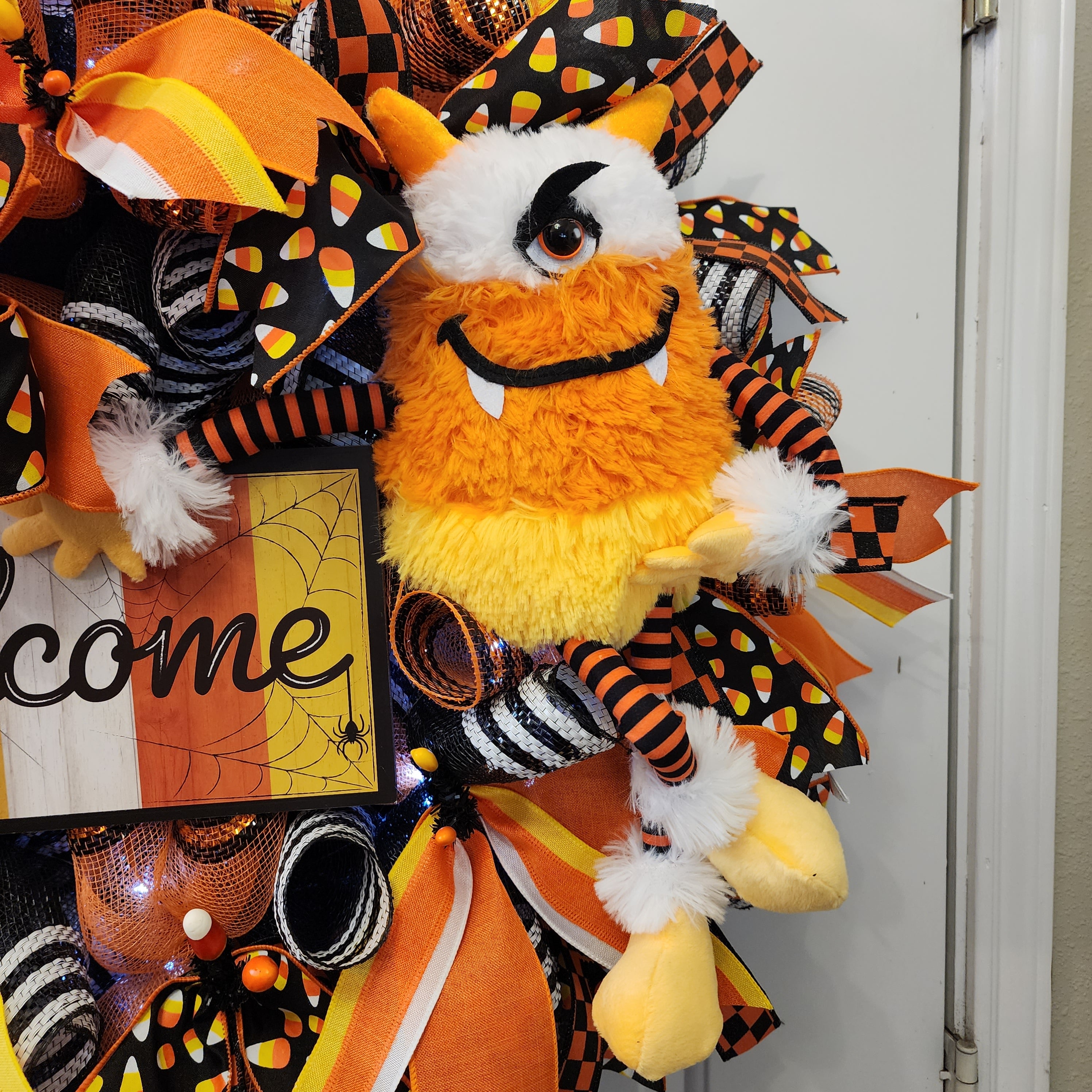 Candy Corn Welcome Halloween Wreath