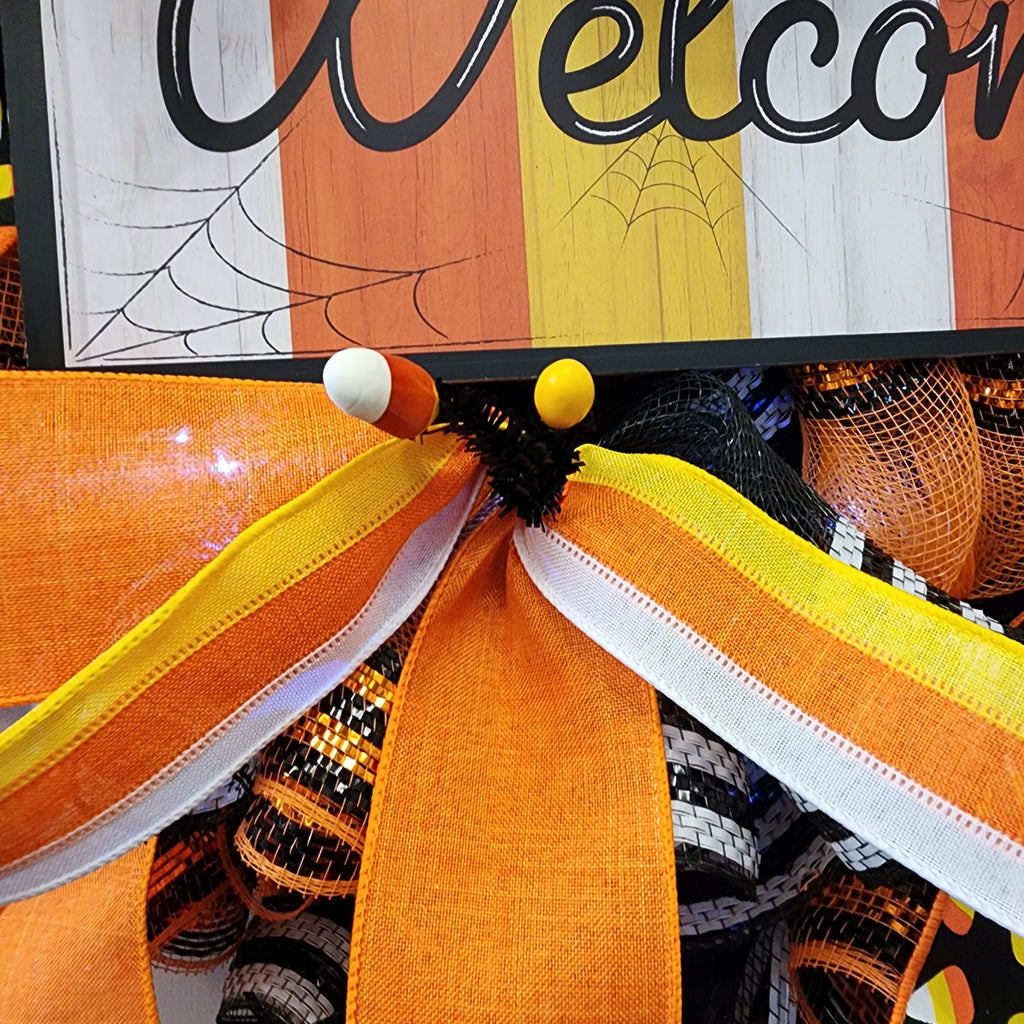 Candy Corn Welcome Halloween Wreath
